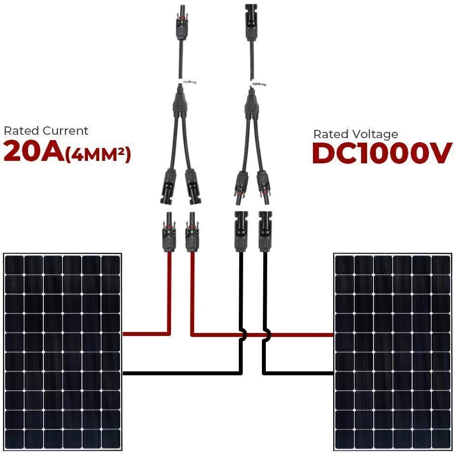 Solar Panel Y / T Branch Cable Connection Waterproof Adapter Connector Extension
