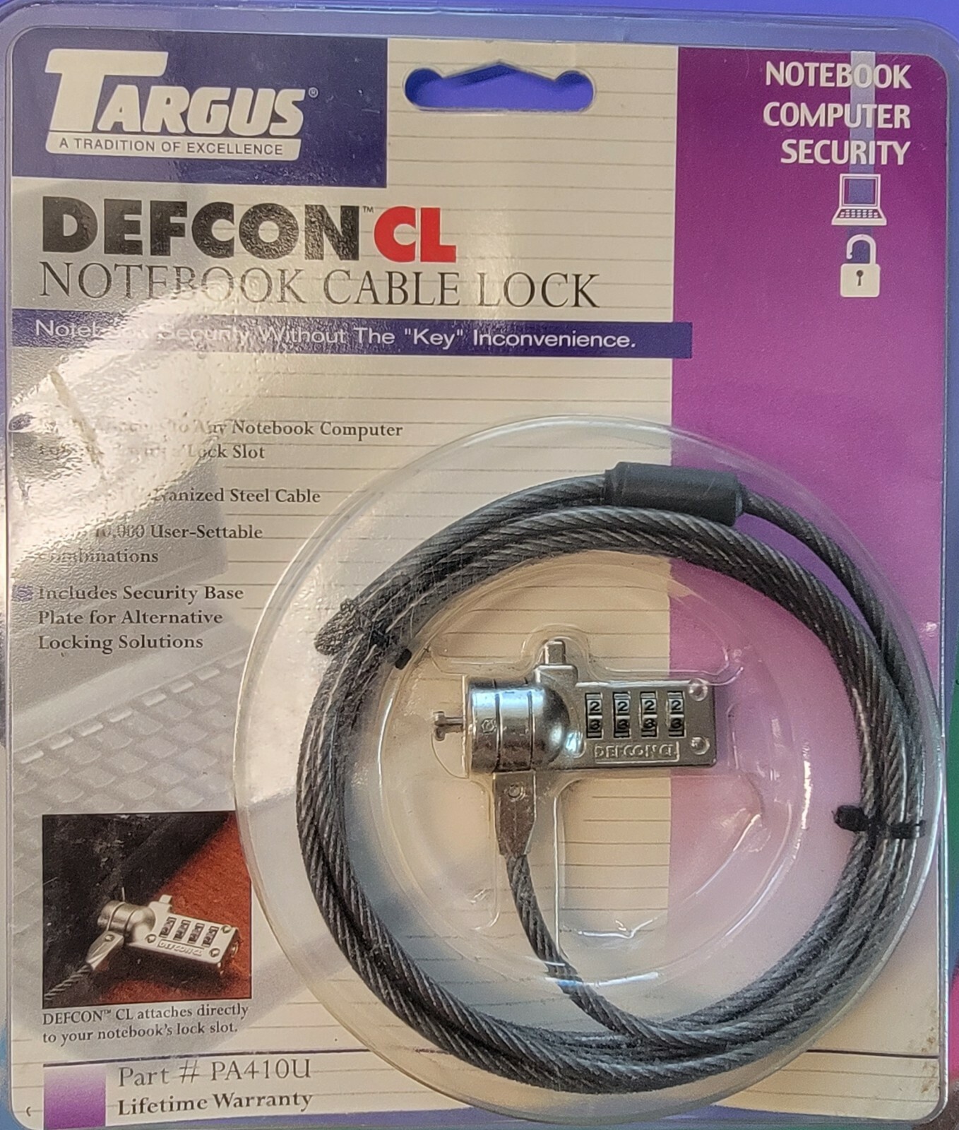 Targus DEFCON CL Laptop / Notebook Cable Lock PA410U