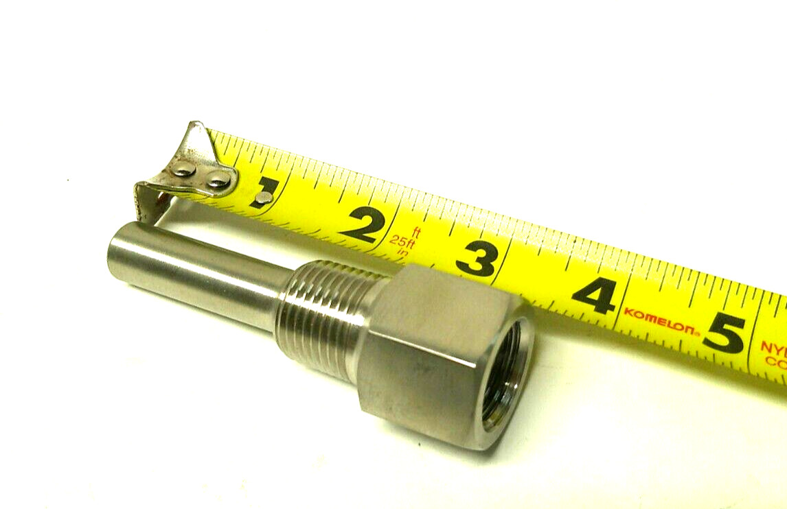 Thermowell 304ss 1/2" FPT x 1-1/2" L x 1/2" MTP Machined Tube    Z248
