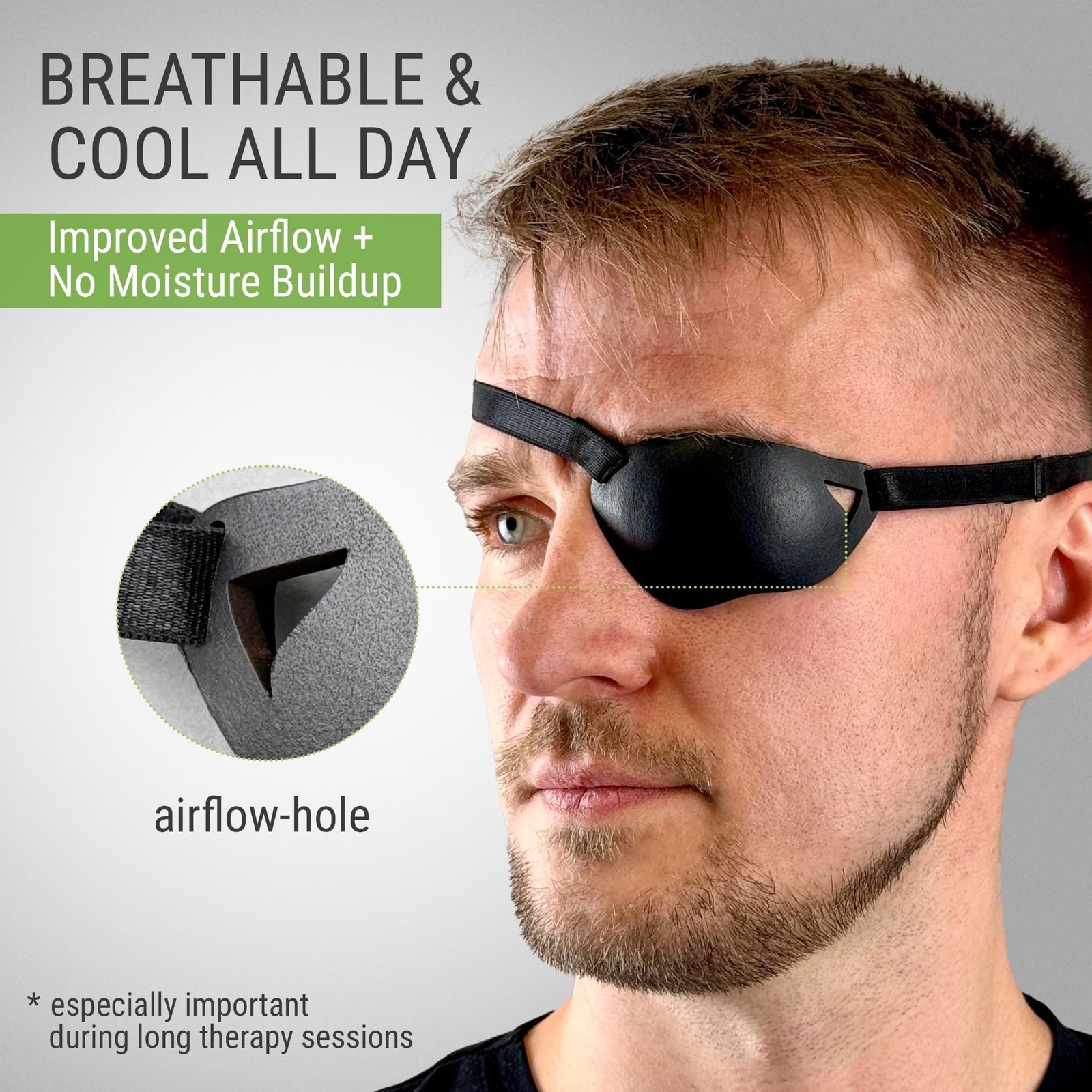 Black Premium Handmade Leather Eye Patch with Soft Foam Padding, Concave Adul...