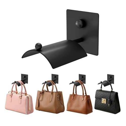 Wall Mounted Purse Organizer for Closet – Arc Handbag Holder Black Matte