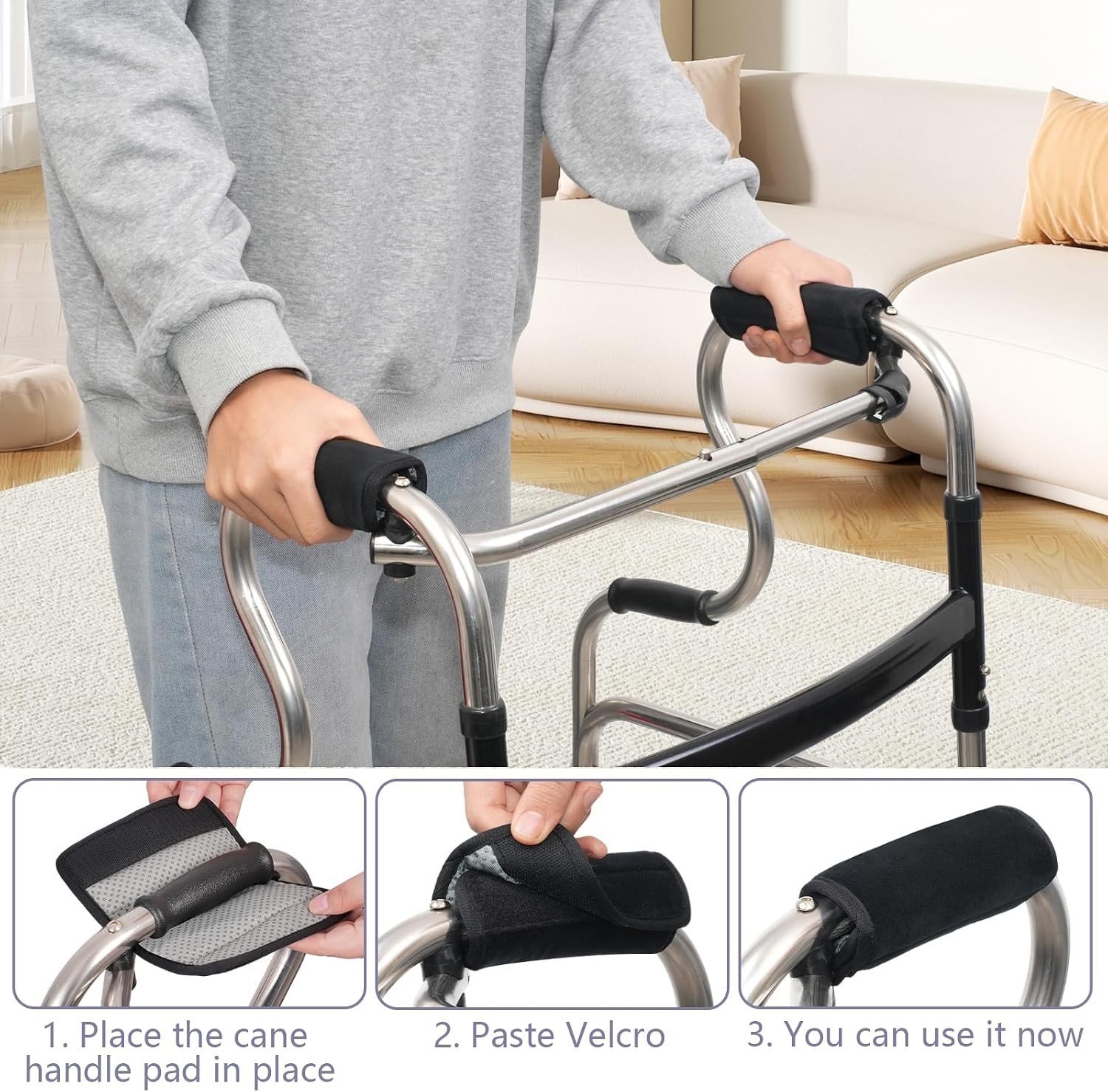 2 Pack Walker Handle Cushions, Soft Non-Slip Padded Covers, Comfortable Moisture