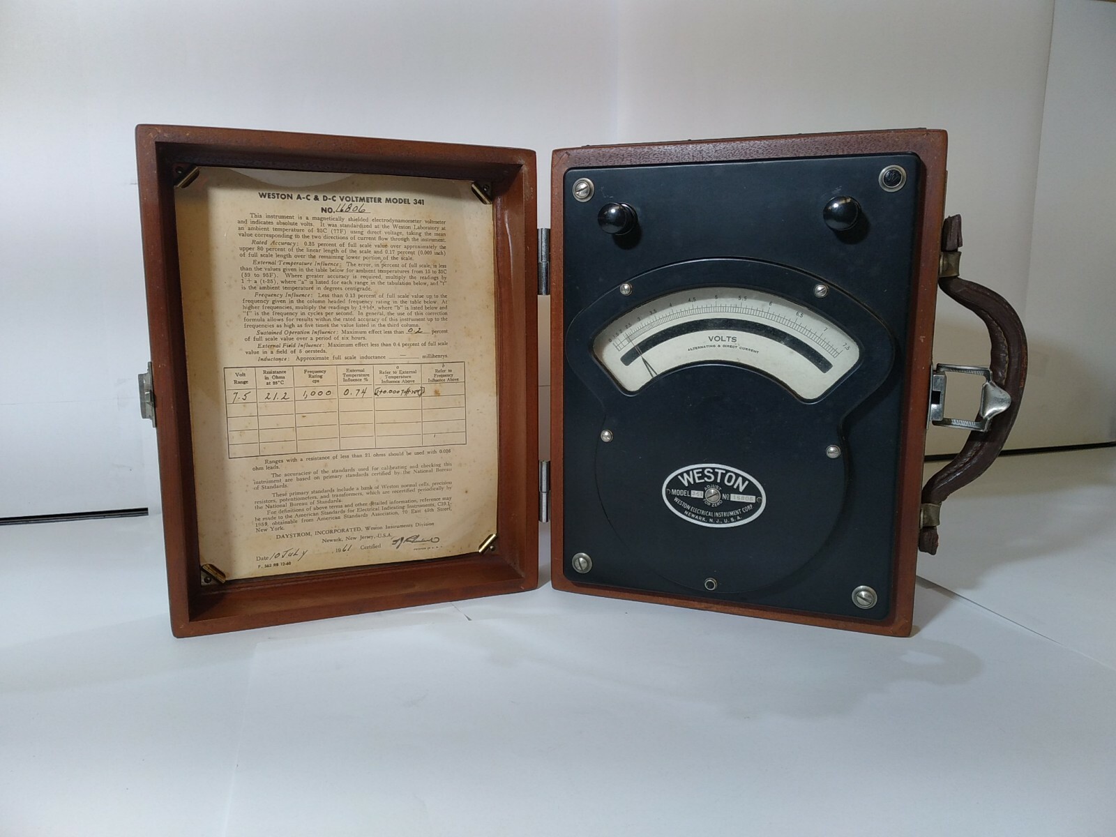 Vintage Weston Model 341 AC/DC Volt Meter 1961 Antique Rare Test Equipment