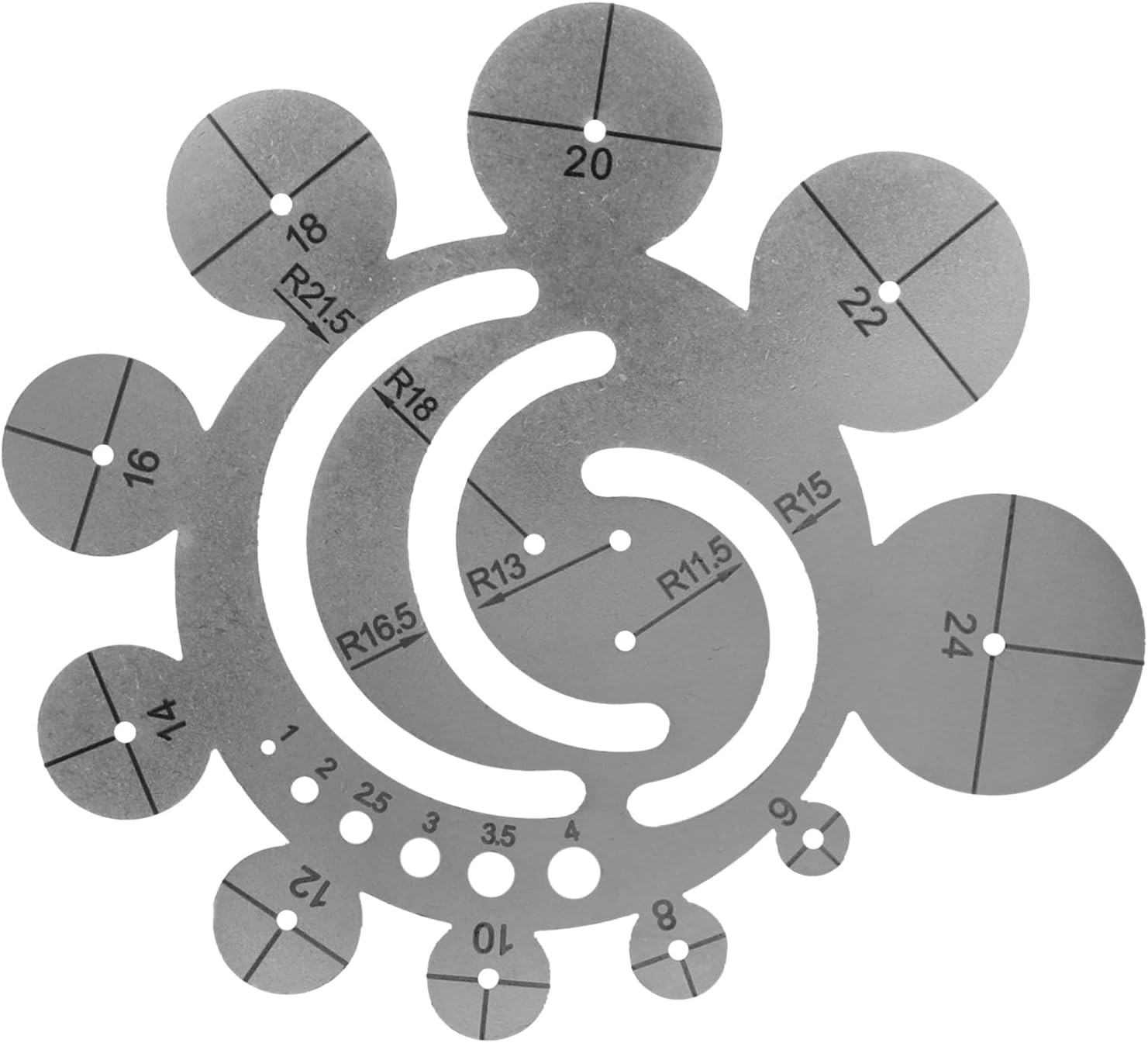 Leather Cutting Circle Template Round Ruler Precision Radius Tool for Sewing Cra
