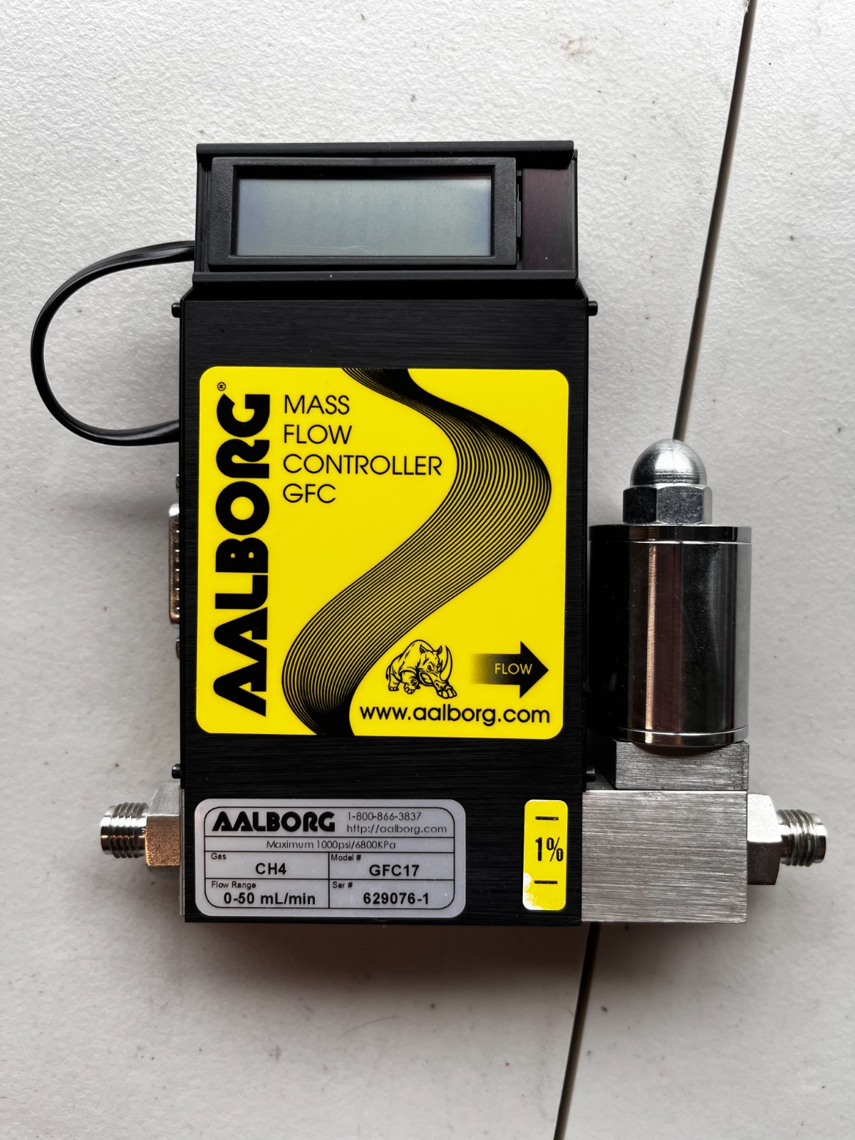 Aalborg GFC17 CH4 Thermal Mass Flow Controller with LCD Display