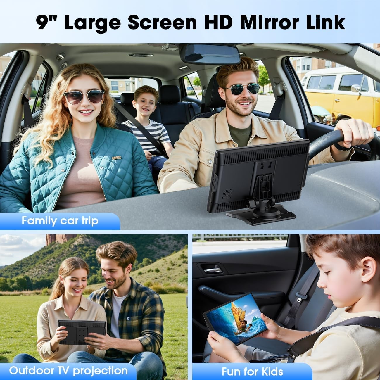 9" Wireless CarPlay Display Touchscreen Android Auto Voice Control for Car