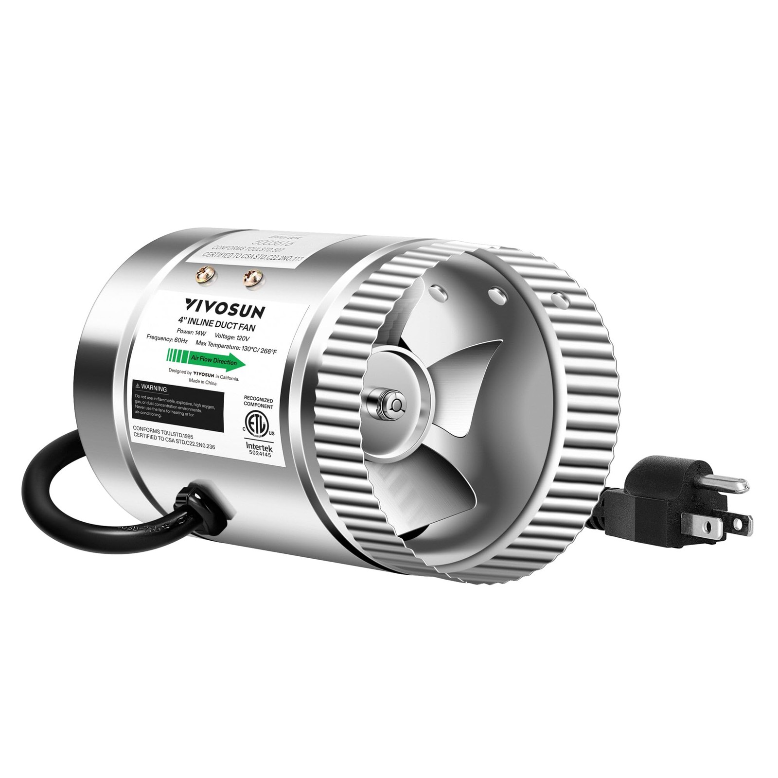 4 Inch Metal Duct Fan 100 CFM Exhaust Ventilation Grow Room Workshop