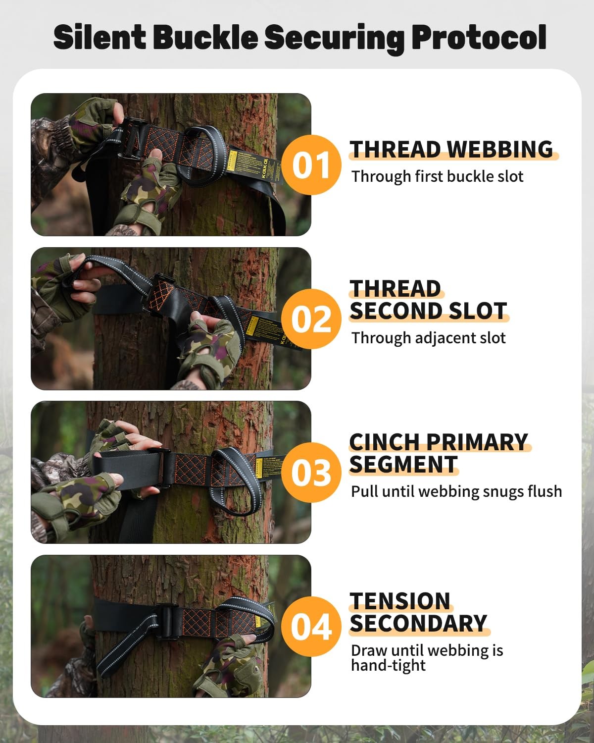 3 Pcs Heavy-Duty Tree Stand Harness Strap, Quick-Connect Treestrap for Tree S...