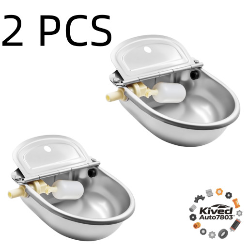 Pair Automatic Livestock Water Bowl Stainless Steel Dog Horse Cow Pig