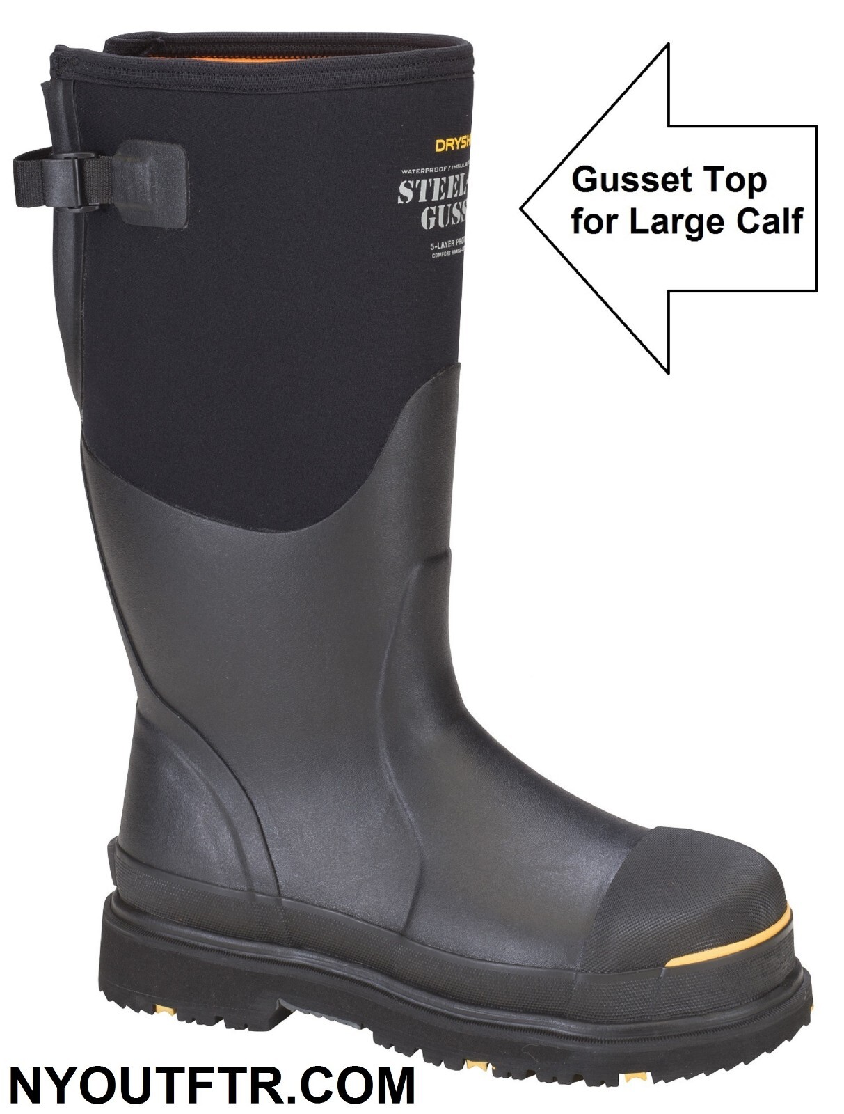 Dryshod Sizes 6-16 Steel Toe Gusset Top Comfort Fit Work Safety Boot STG-UH-BK