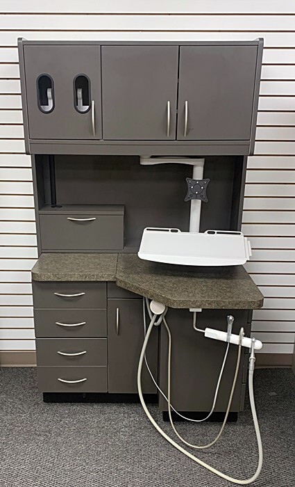Custom Dental (43"W) Rear Treatment Cabinet w/ Assistant Pkg. - Dark Gray