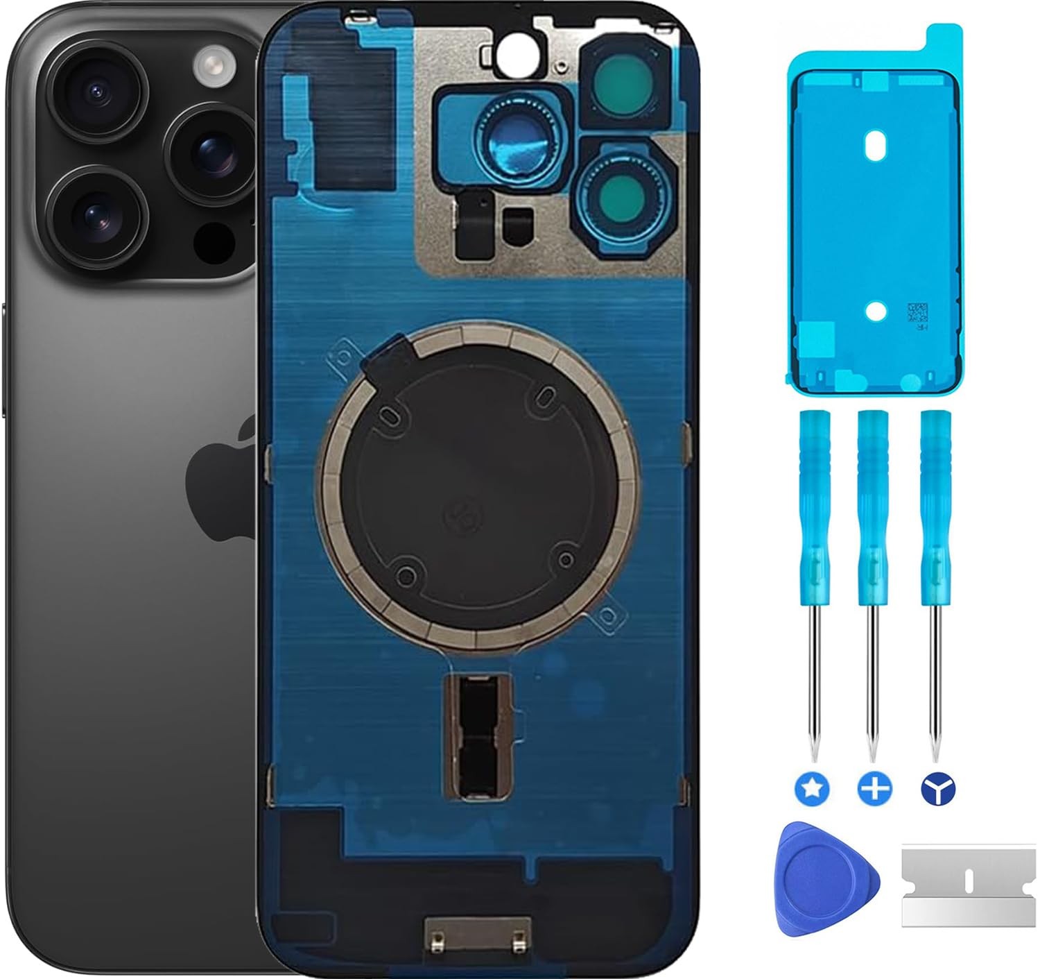 Original 16 Pro Max Back Glass Cover Battery Door Replacement & Waterproof Ta...