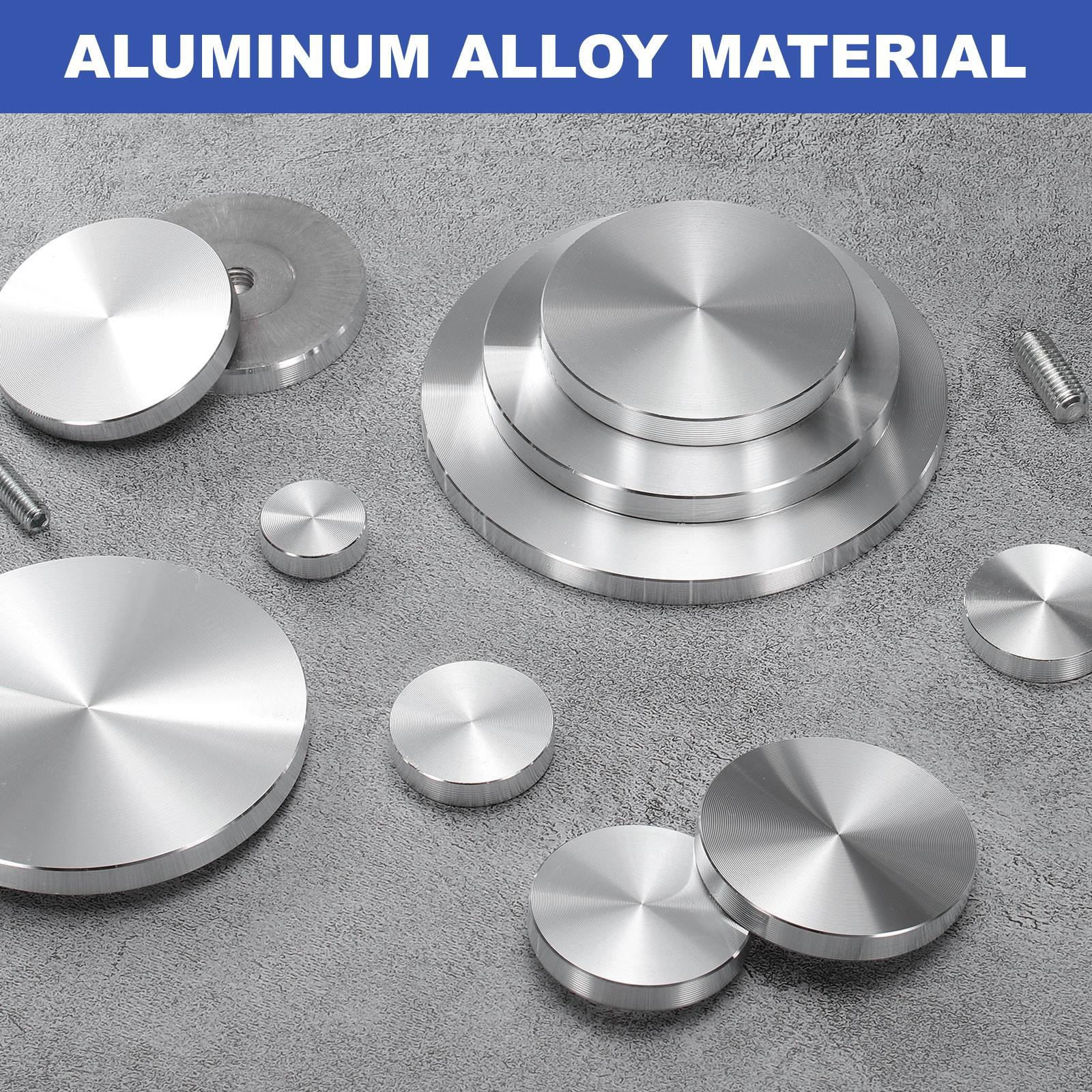 8pcs M6 Thread 20mm Diameter Round Shape Aluminum Disc Hardware, Silver