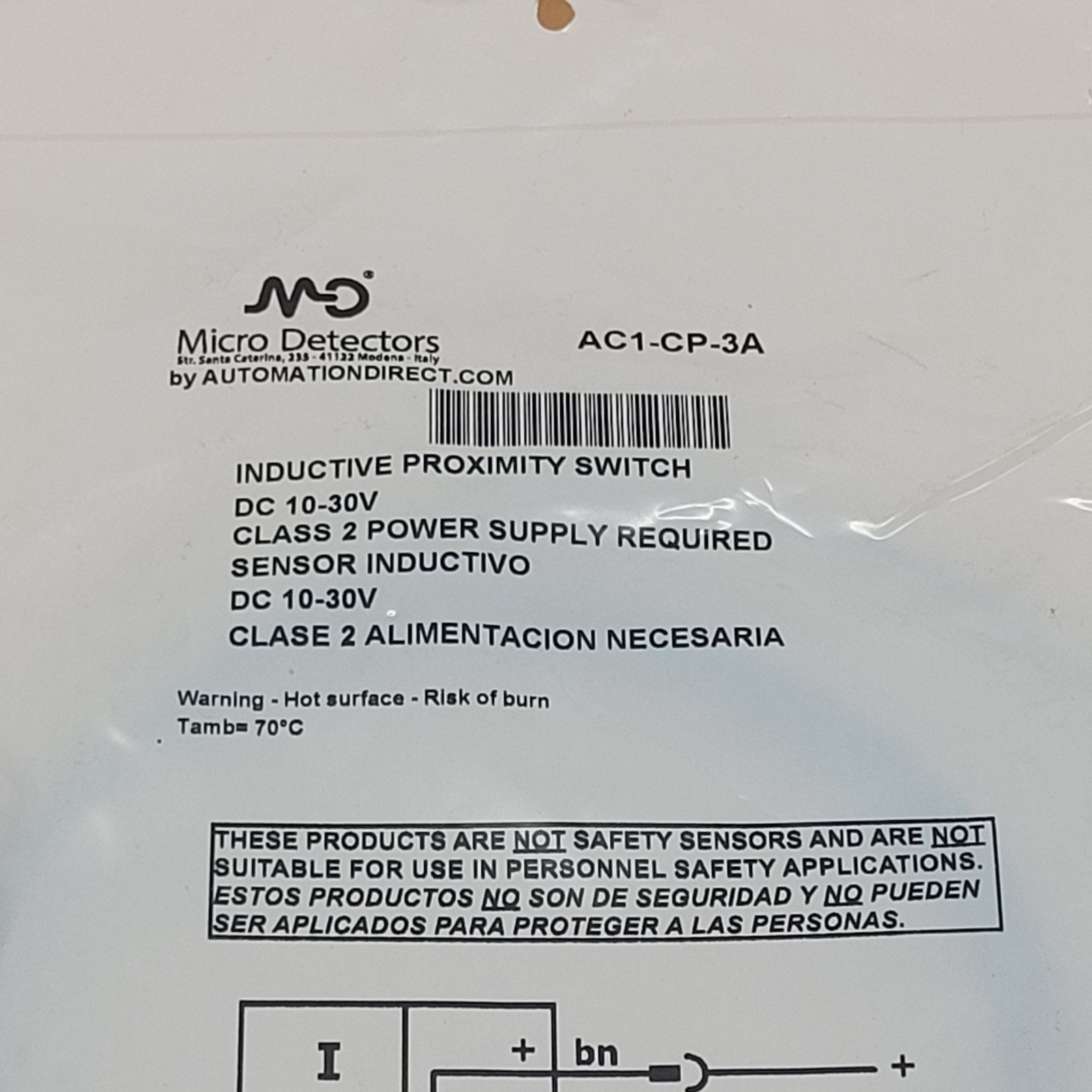 Micro Detectors AC1-CP-3A Inductive Proximity Switch - NEW