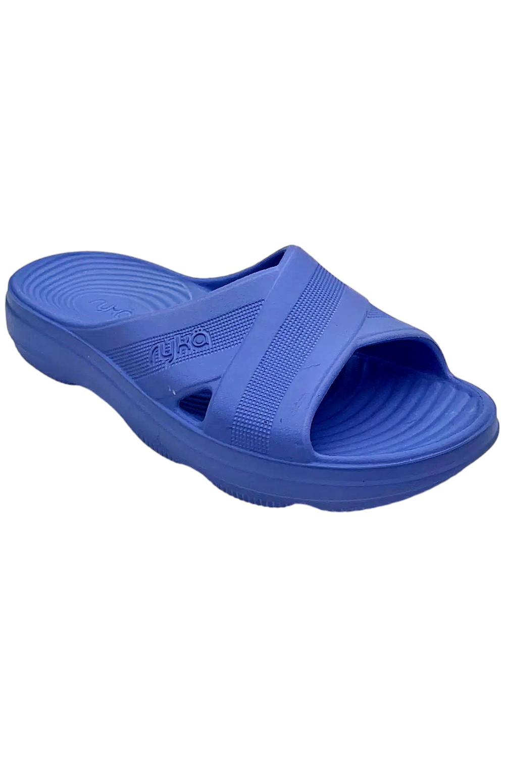 Ryka Women's Cross Band Recovery Slide Sandals Refresh Blue