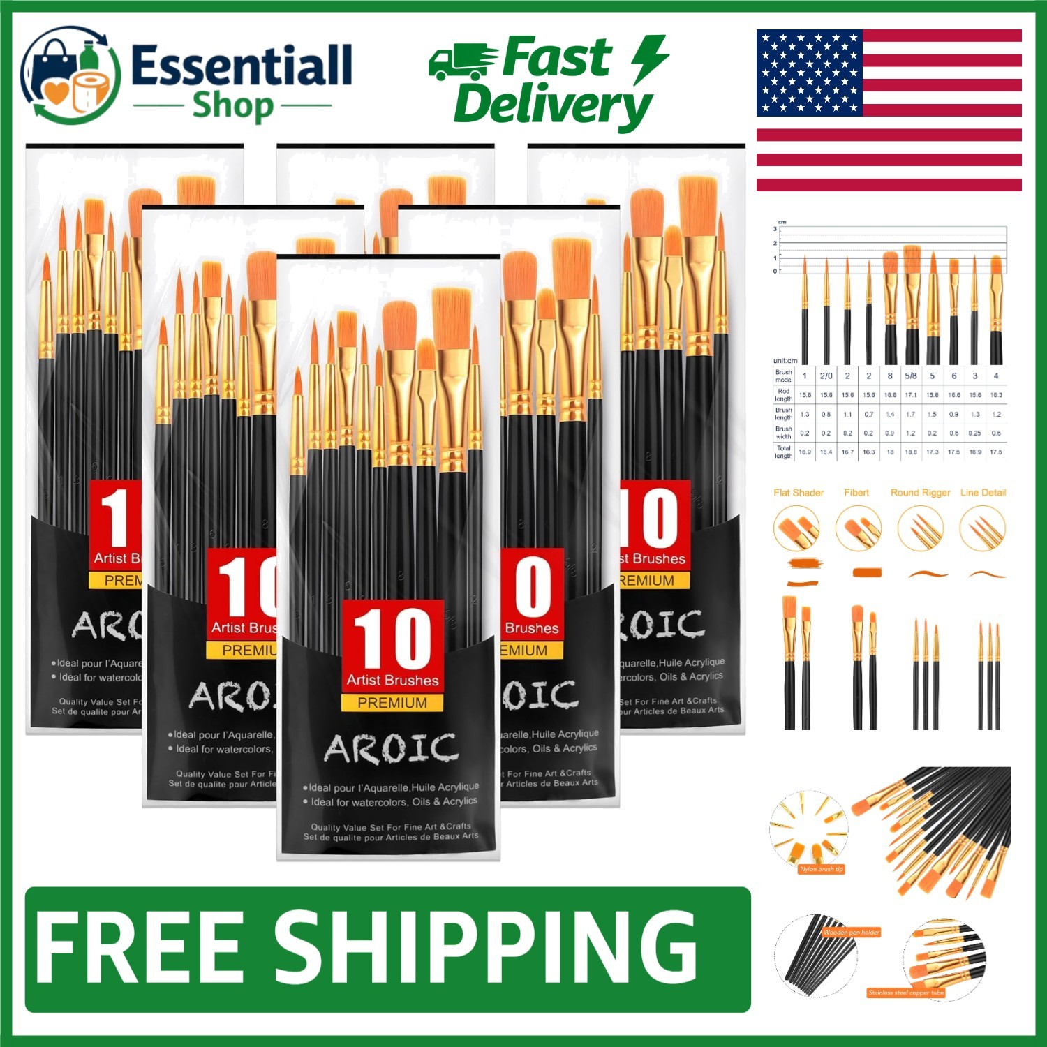 All-In-One 60-Pc Nylon Hair Brush Set - Perfect for Creative Artists of All Ages