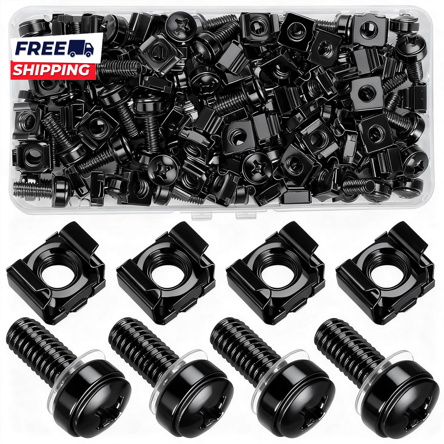 110 Pcs/55 Set Rack Mount Screws and Cage Nuts for Rack Mount Server Cabinet