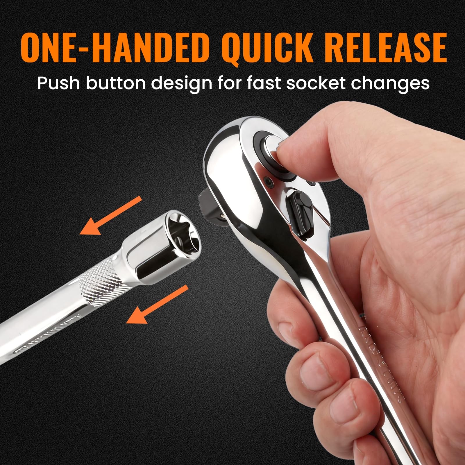 1/4" Drive Ratchet Wrench Set 90T Quick-Release Reversible Cr-Mo Head 6"