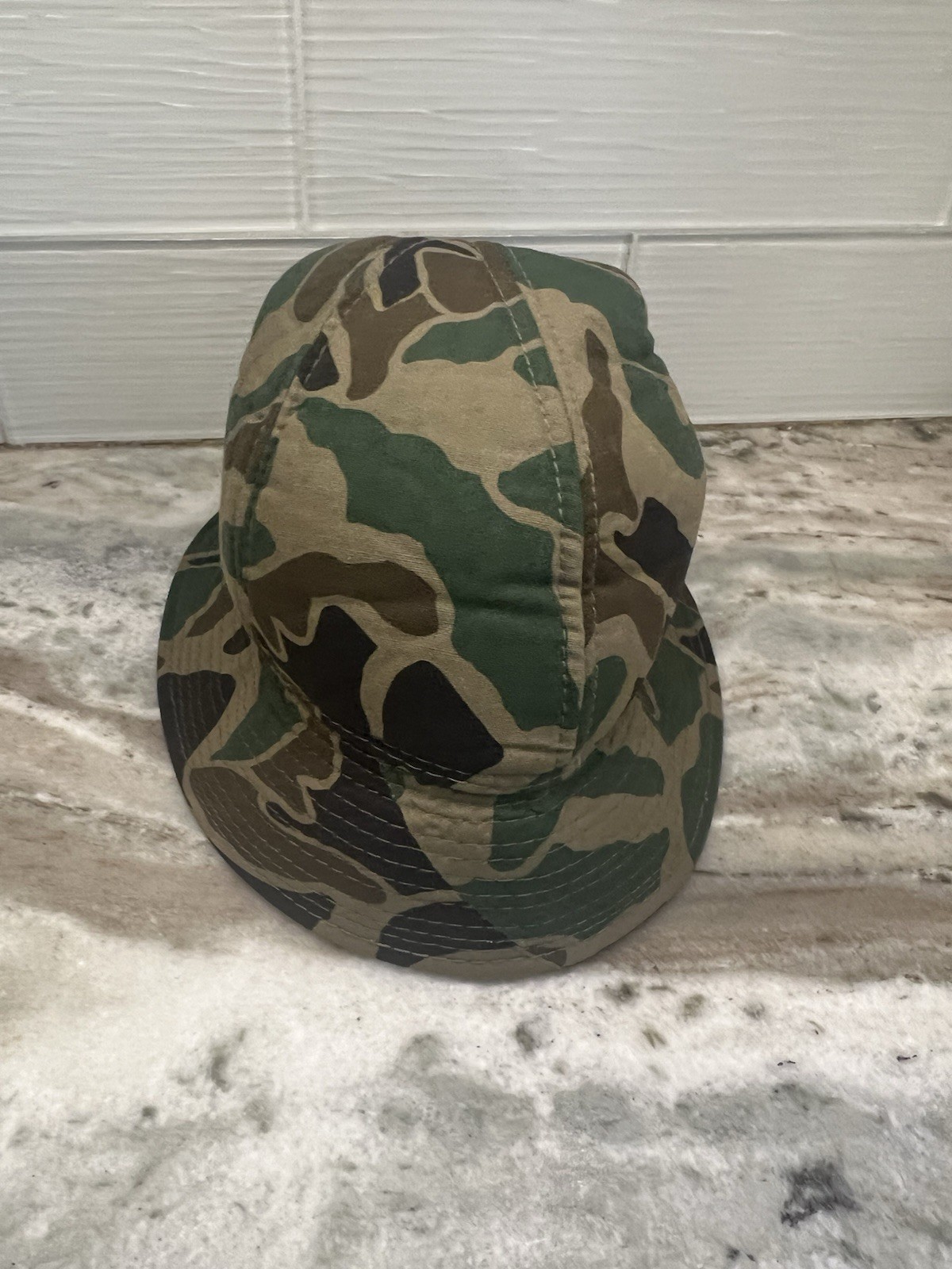Vintage Camo Bucket Hat Boonie Cap YA Foam Lined Korea Wide Brim Ear Covers Med