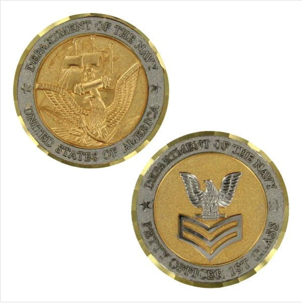 GENUINE U.S. NAVY COIN: E6 PETTY OFFICER FIRST CLASS