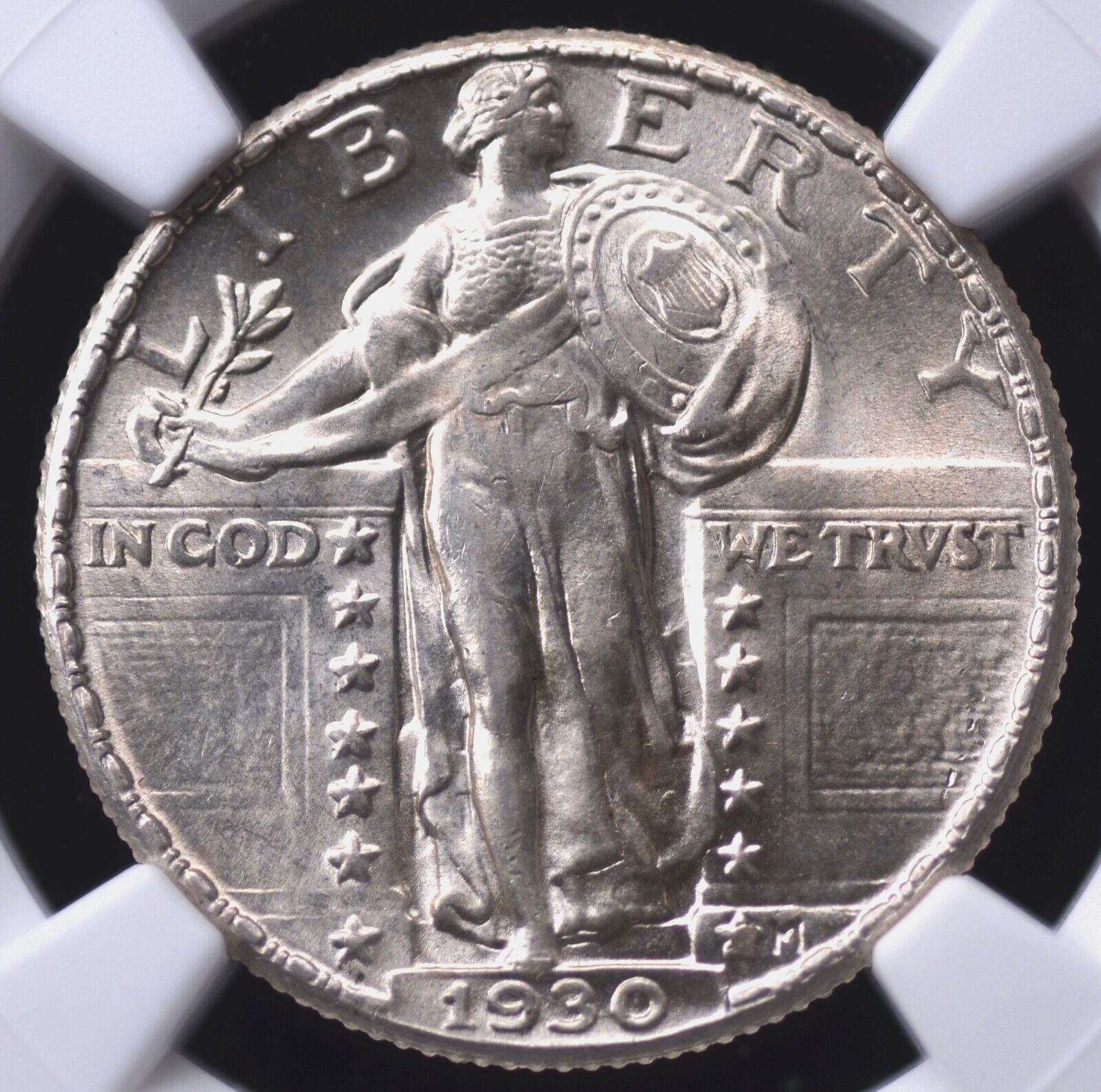 1930 STANDING LIBERTY QUARTER NGC MS 63 FULL HEAD FLASHY WHITE WITH THE BAREST