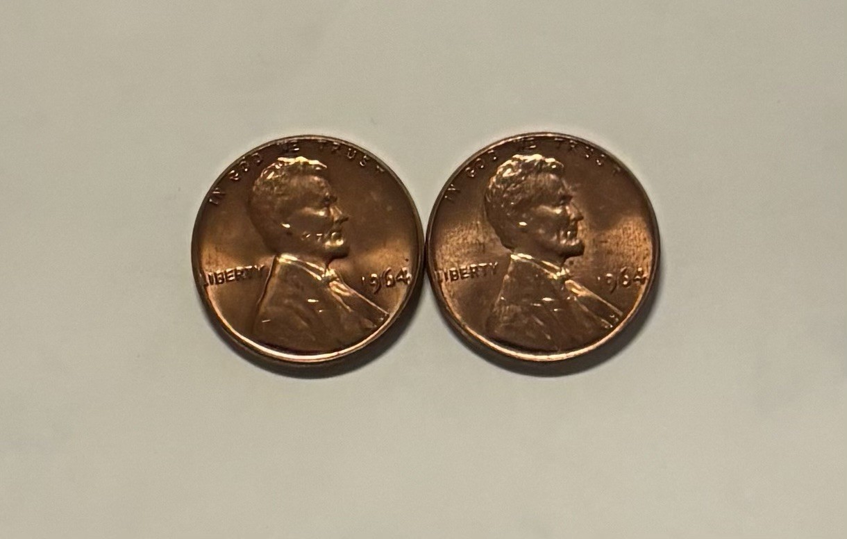 US Coins  1964-P Lincoln Cent AU(2 Coins)