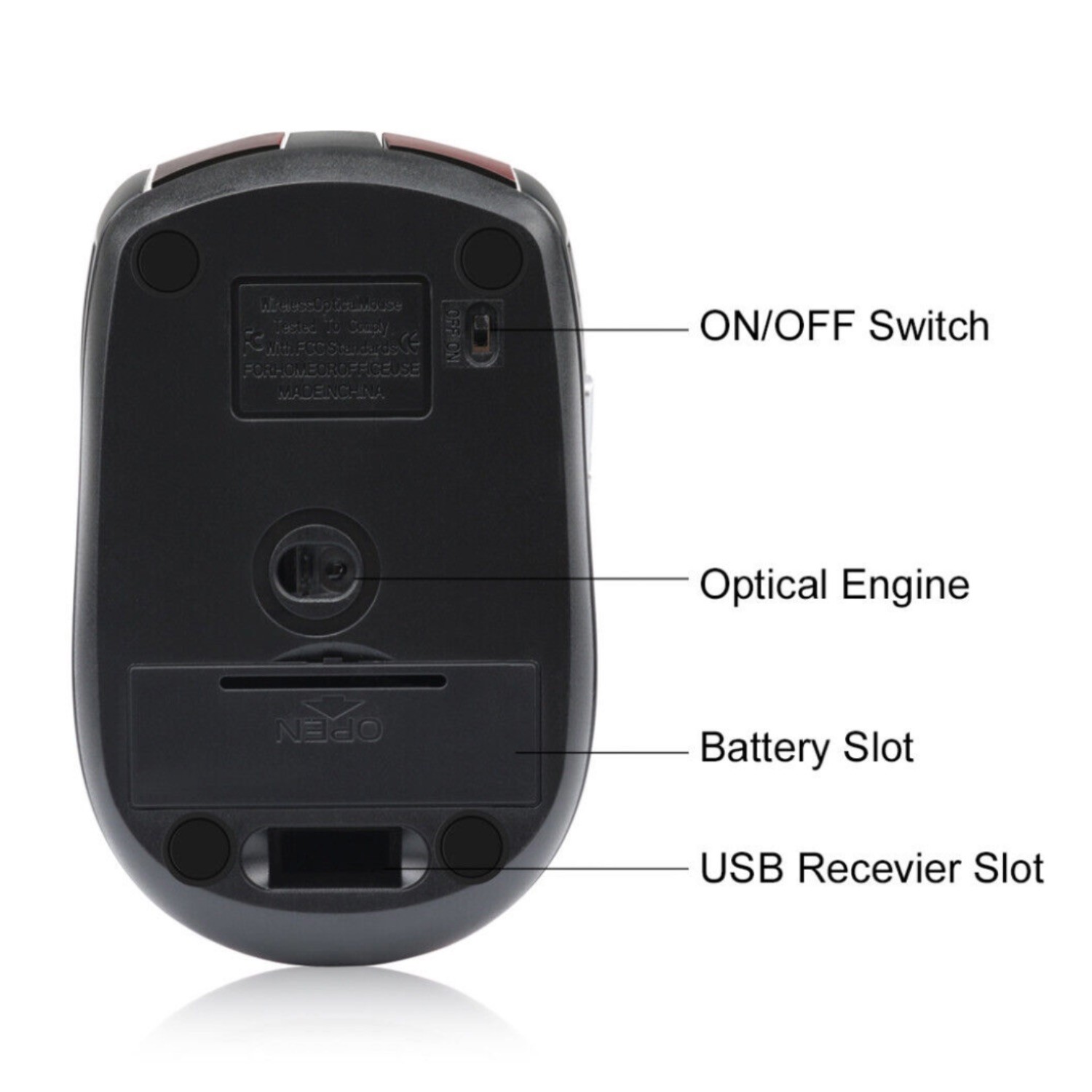 Sanoxy Wireless Optical Mouse Adjustable DPI 2.4GHz Red