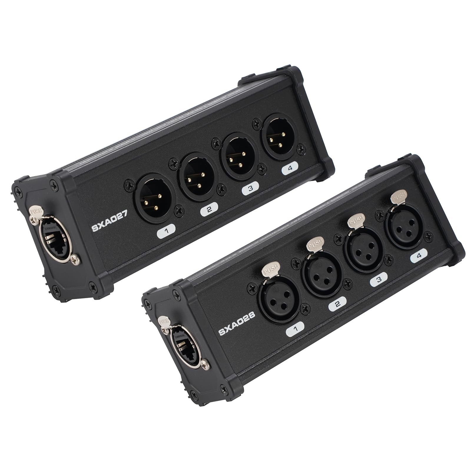 2 Pack 4 Channel 3 Pin Multi Network XLR Cable Breakout, XLR to RJ45 Ethercon...