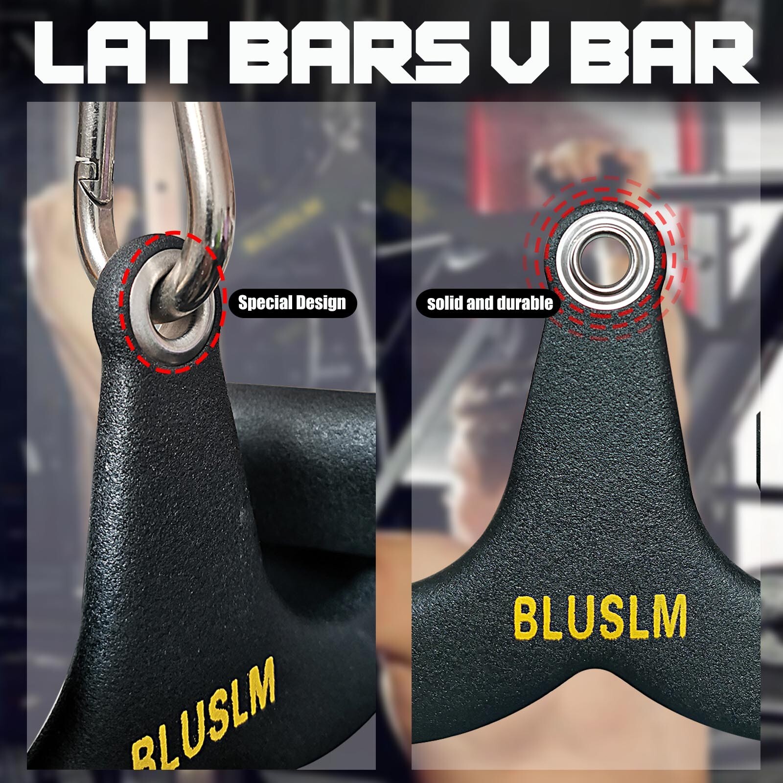 5Pcs LAT Pull Down Bar for Cable Machine Pulldown T Bar V Bar Cable Attachments