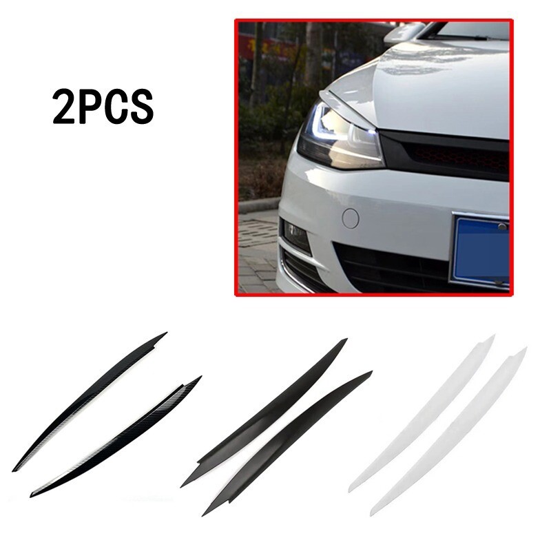 For VW Golf 7 GTI MK7 2013~2017 Headlight Eyelid Eyebrow Cover Trim Carbon Fibr.