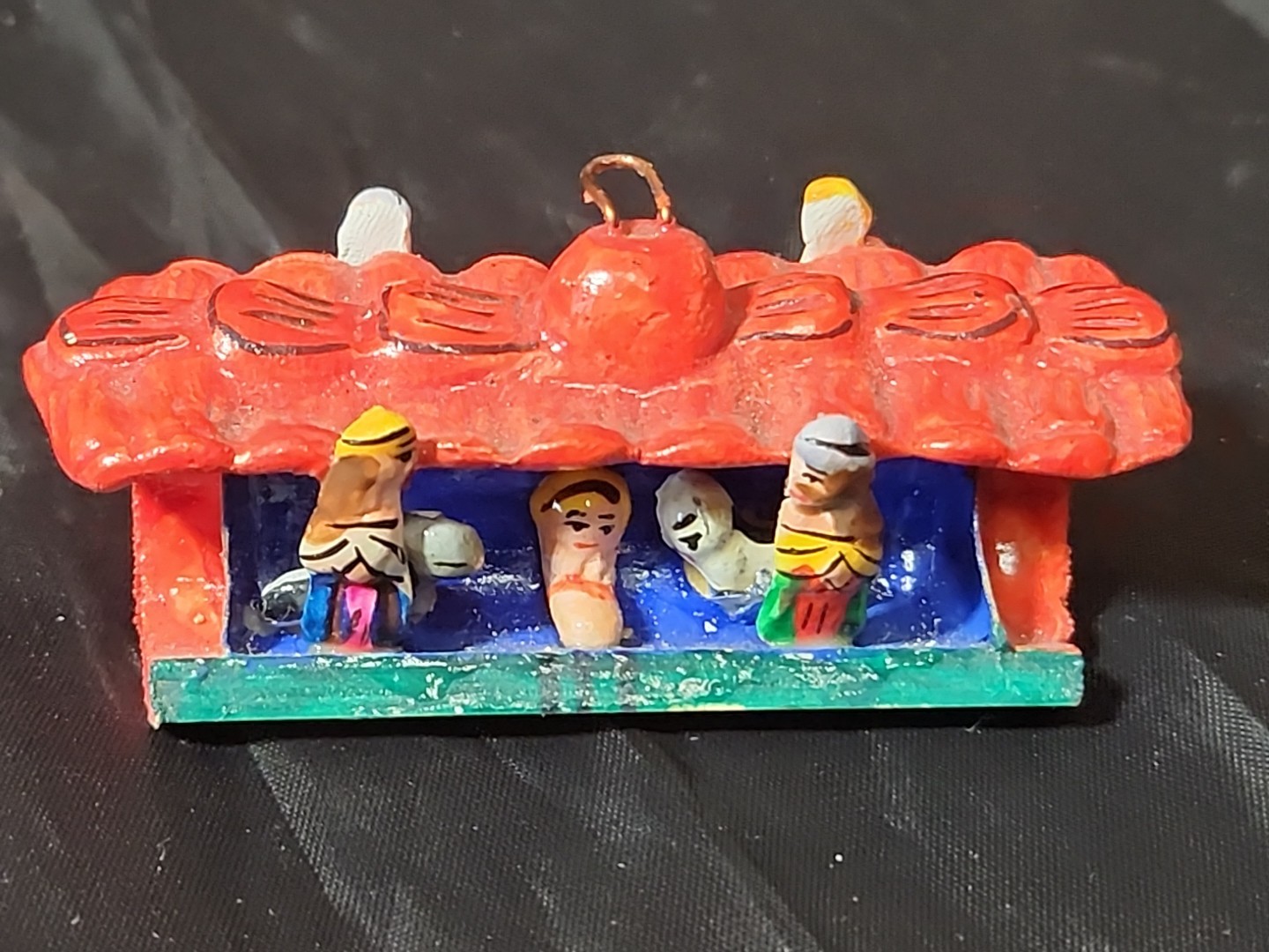Miniature Peru 2 Sided Nativity Scene On Split Bamboo Ornament