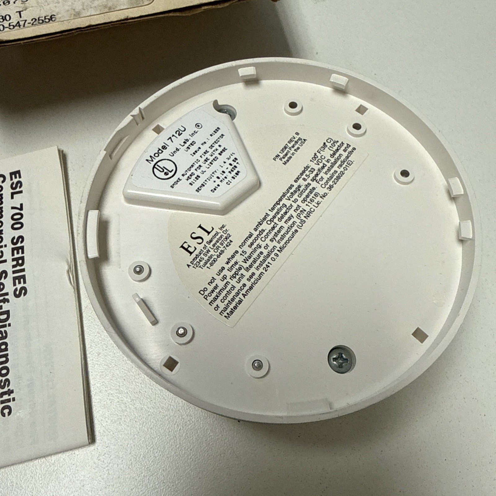 ESL 721U IONIZATION SMOKE DETECTOR HEAD 2-Wire 721/u