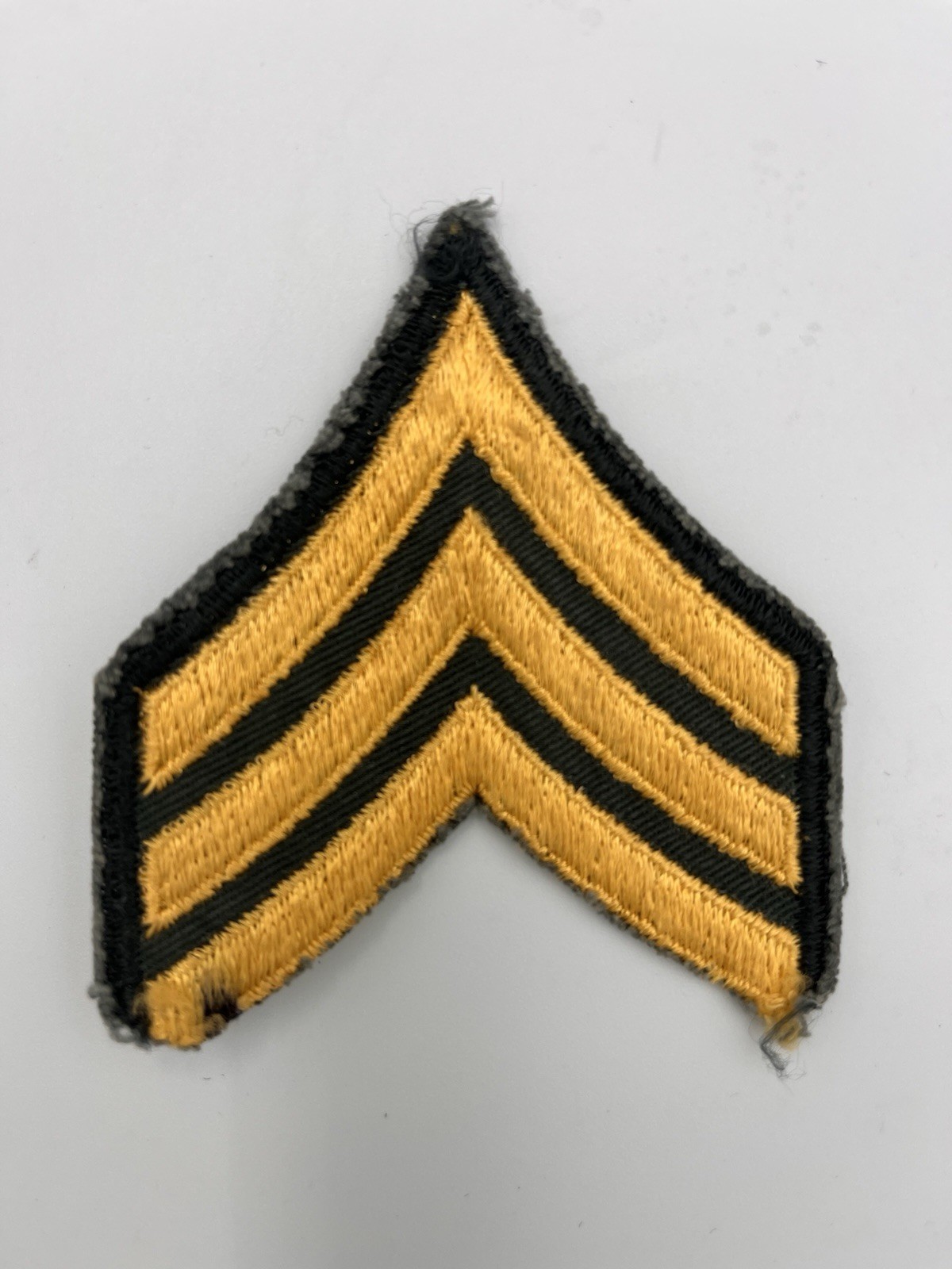 Vintage Issued US Army Sergeant Rank Chevron Patch Gold on OD
