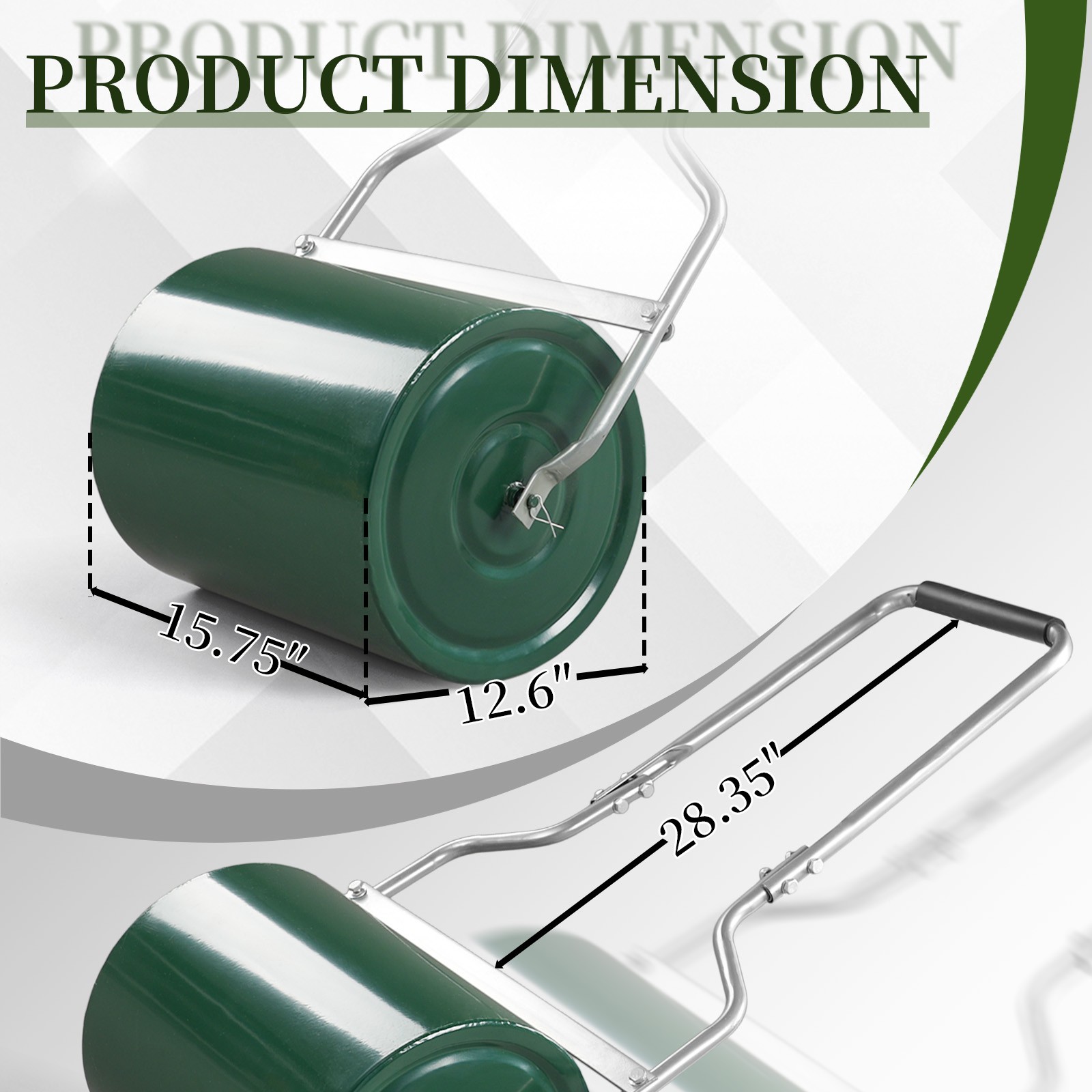 24in Heavy Duty Steel Lawn Roller, Garden Roller
