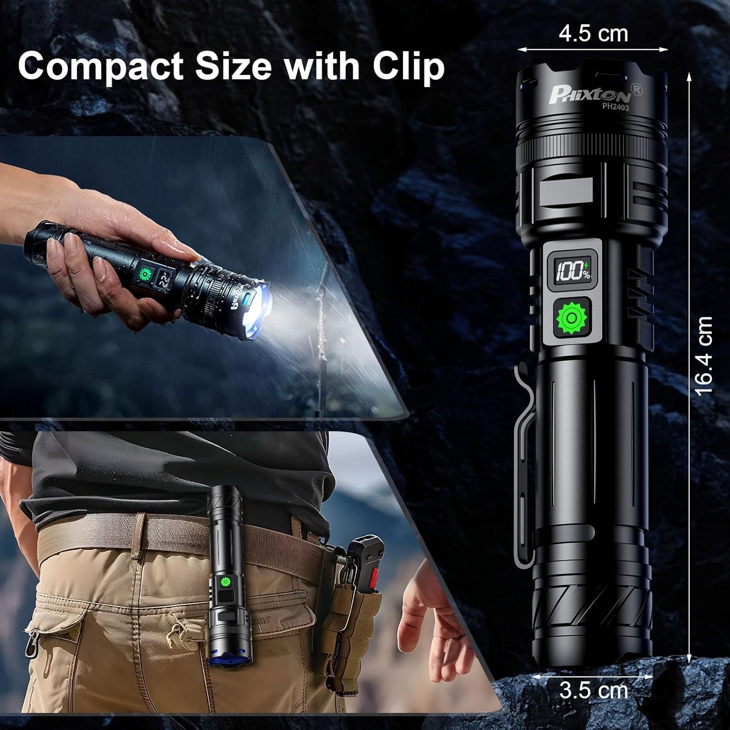 Rechargeable Flashlights 1000000 High Lumens Single One Mode Super Bright, High