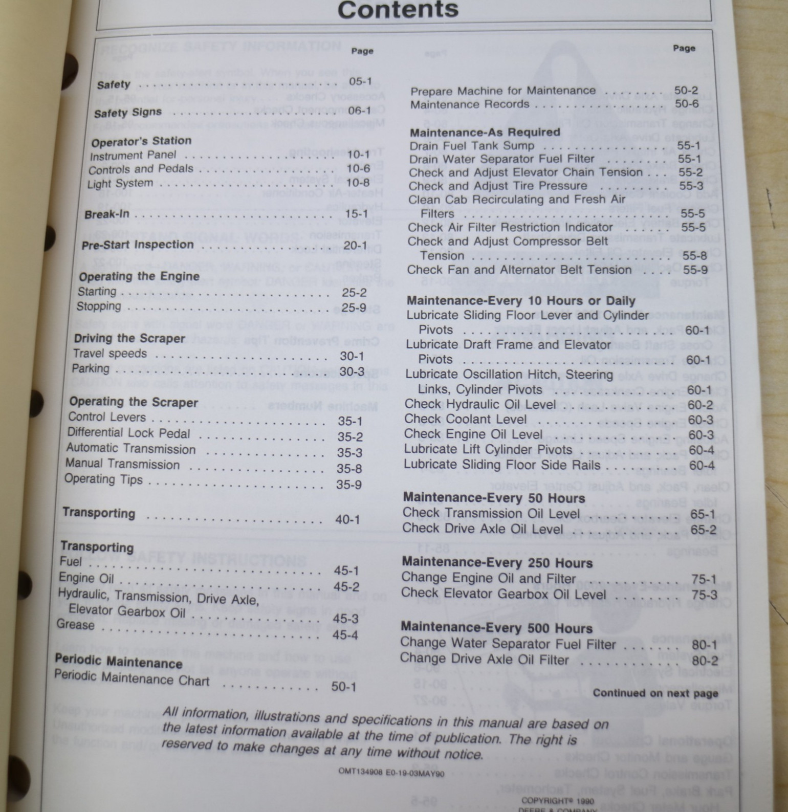 JOHN DEERE 762B PAN SCRAPER Owner Operation Maintenance Manual guide operator