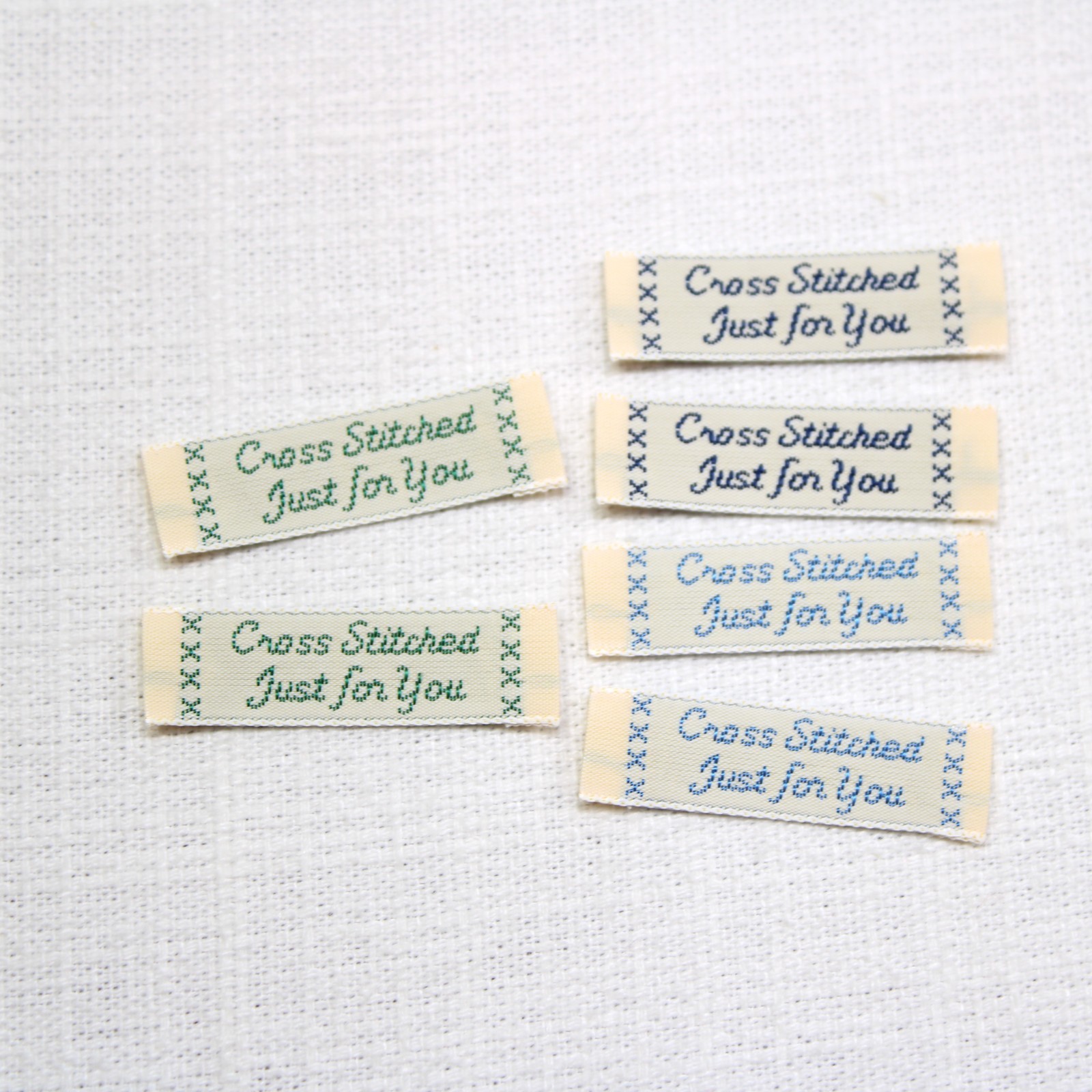 Crossed Stitched Just for You Sew In Labels Lot of 6