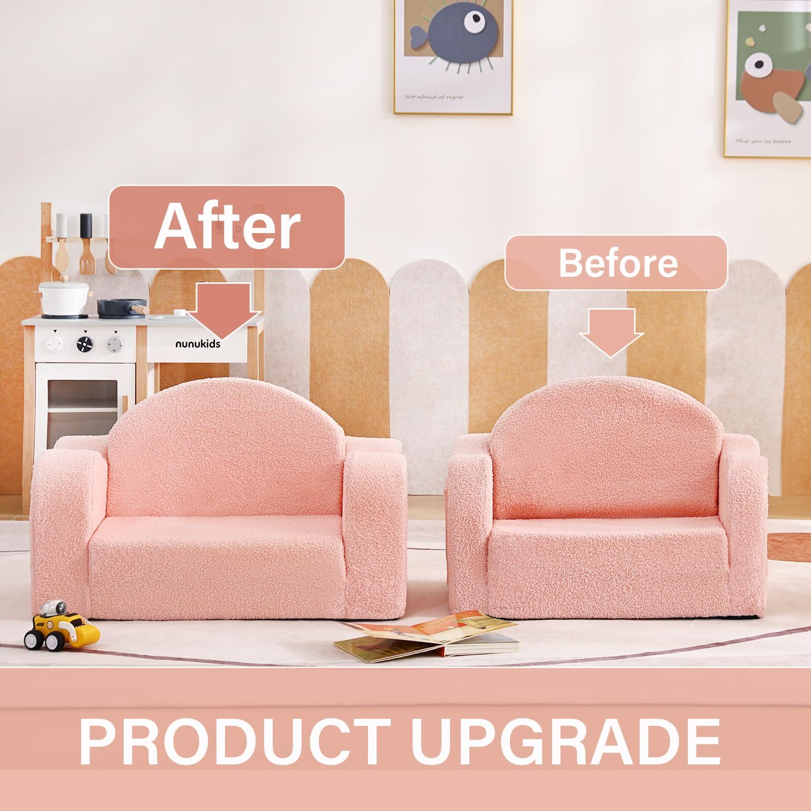 Kids Sofa 2-in-1 Kids Sofa Chair Convertible Children Couch to Lounger Flip O...