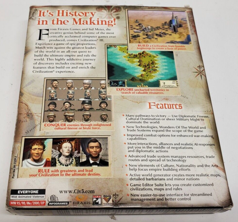 Infograms Sid Meir's, Civilization III & II Win 95/98/Me/XP/2K Big Box
