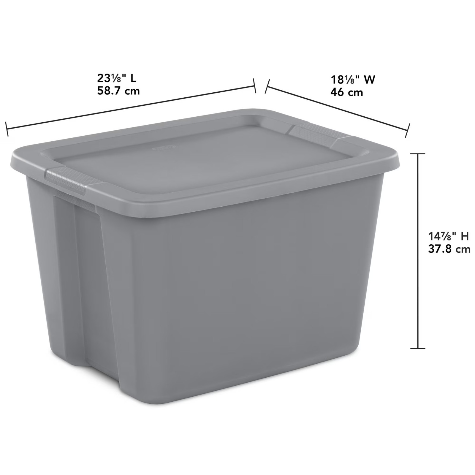 Sterilite 18 Gallon Plastic Storage Bin Container Tote Box with Lid Gray 4 Pack