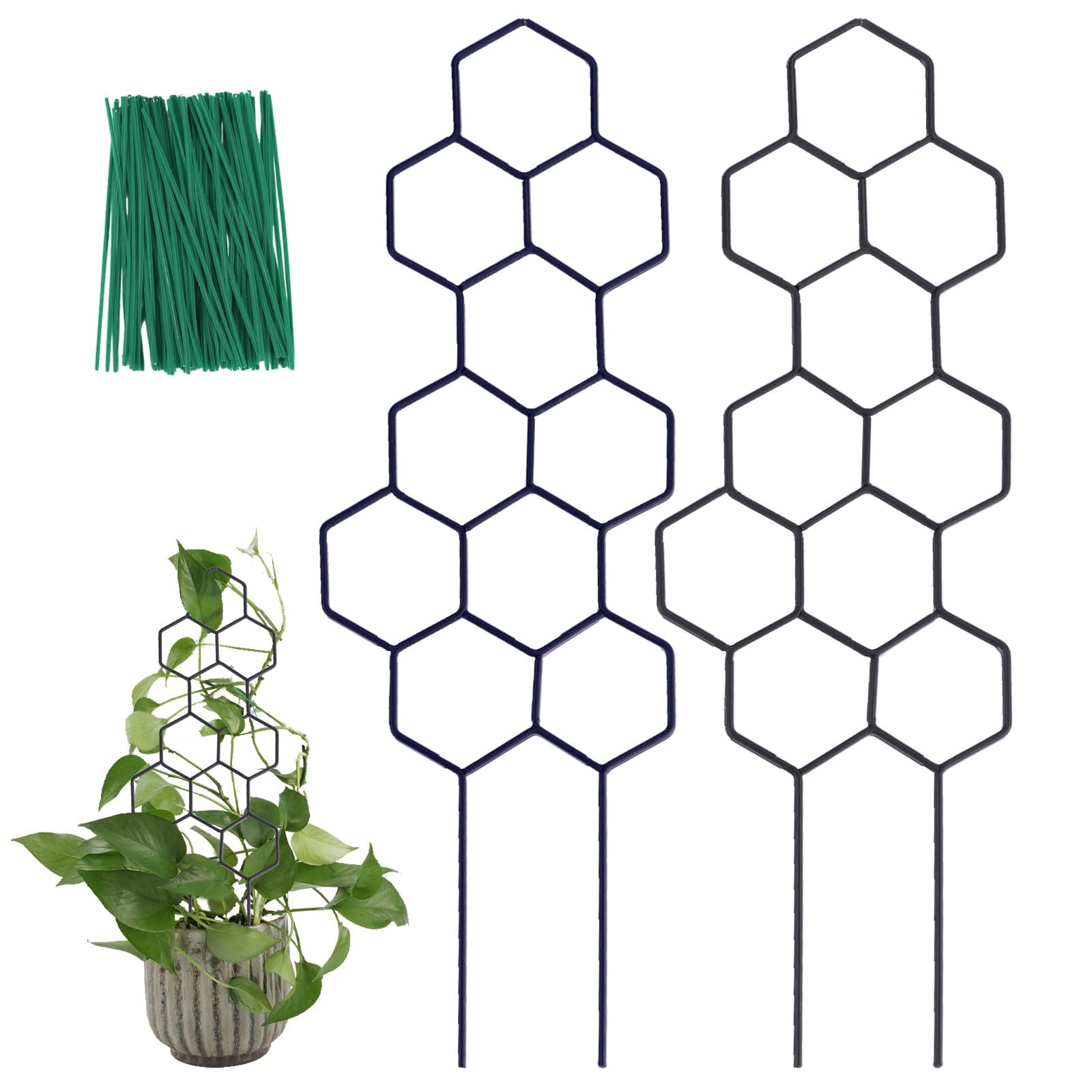 WellSign Small Trellis for Potted Plants, 15.94 inch Black Honeycomb