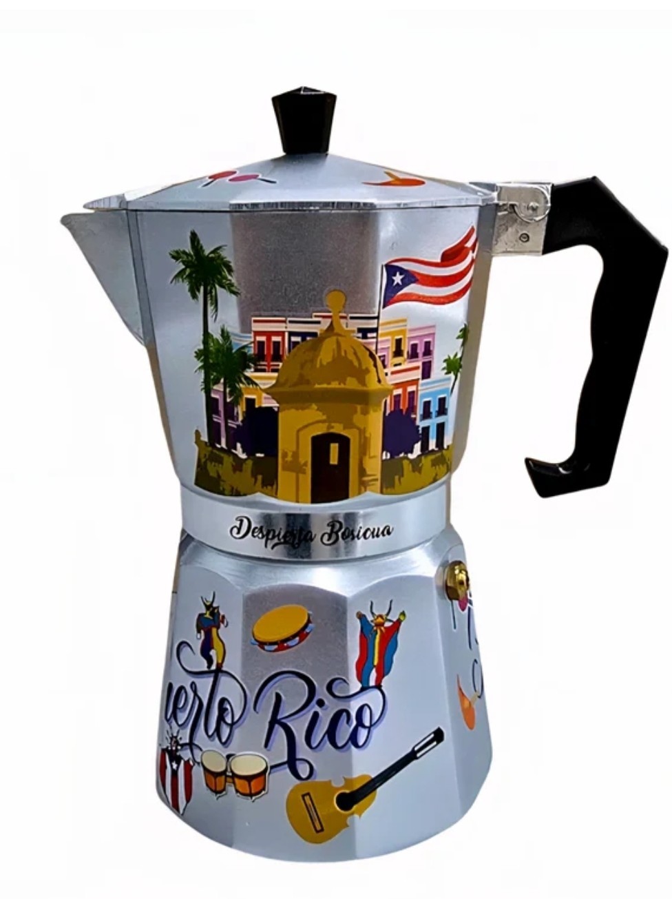 Puerto Rico Despierta BORICUA SAN JUAN Fiestas de la Sansé Espresso Greca NIB