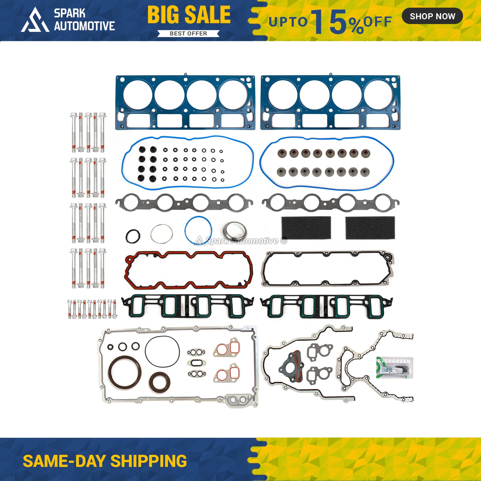 Full Gasket Set Head Bolts Fit 07-14 Cadillac Chevrolet GMC Sierra 6.0 6.2 VIN Y