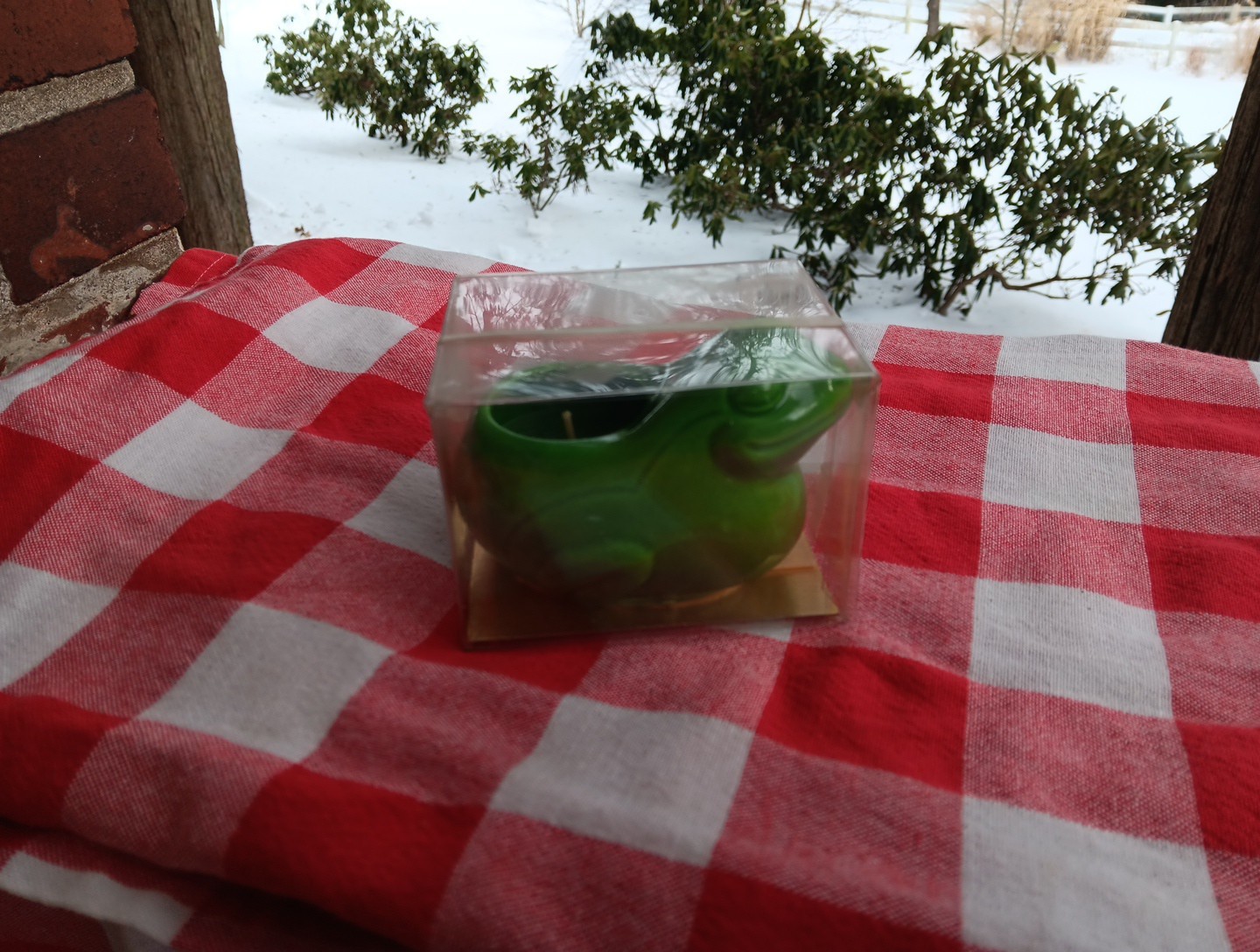 VINTAGE BEN RICKERT CUTE GREEN FROG CANDLE PLANTER NEW IN PACKAGE