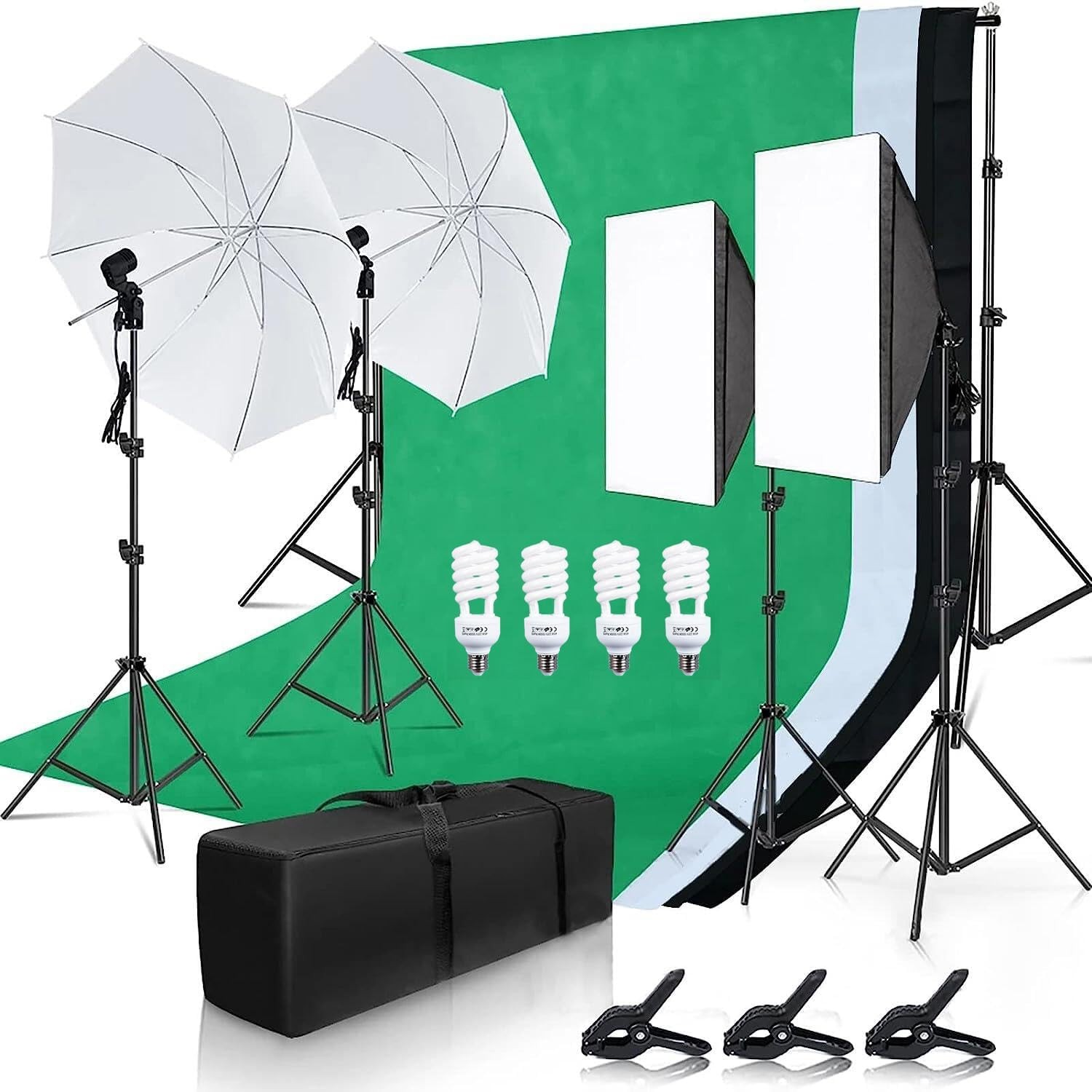 Camnoon Studio Photography Light Kit Softbox Including 45W LED Light Bulbs