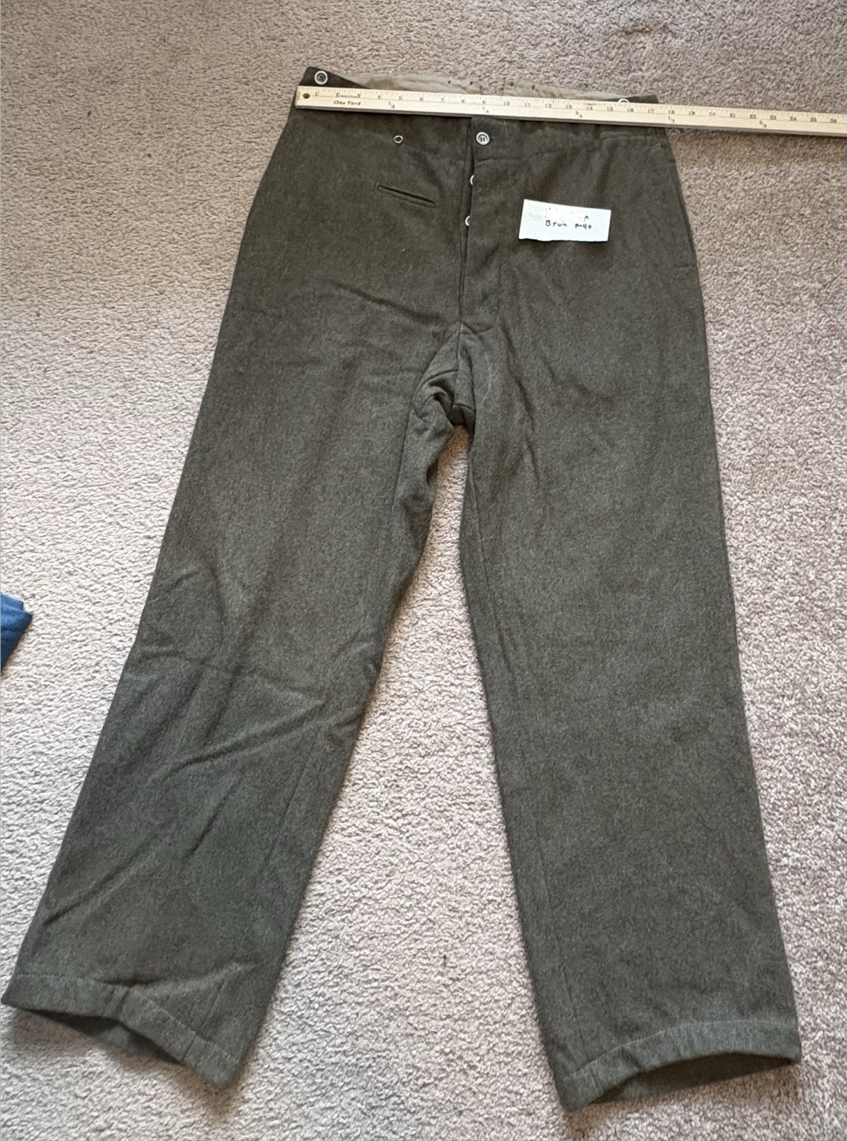 Reproduction WWII German RAD Wool M40 Field Brown Trousers 35 Waist