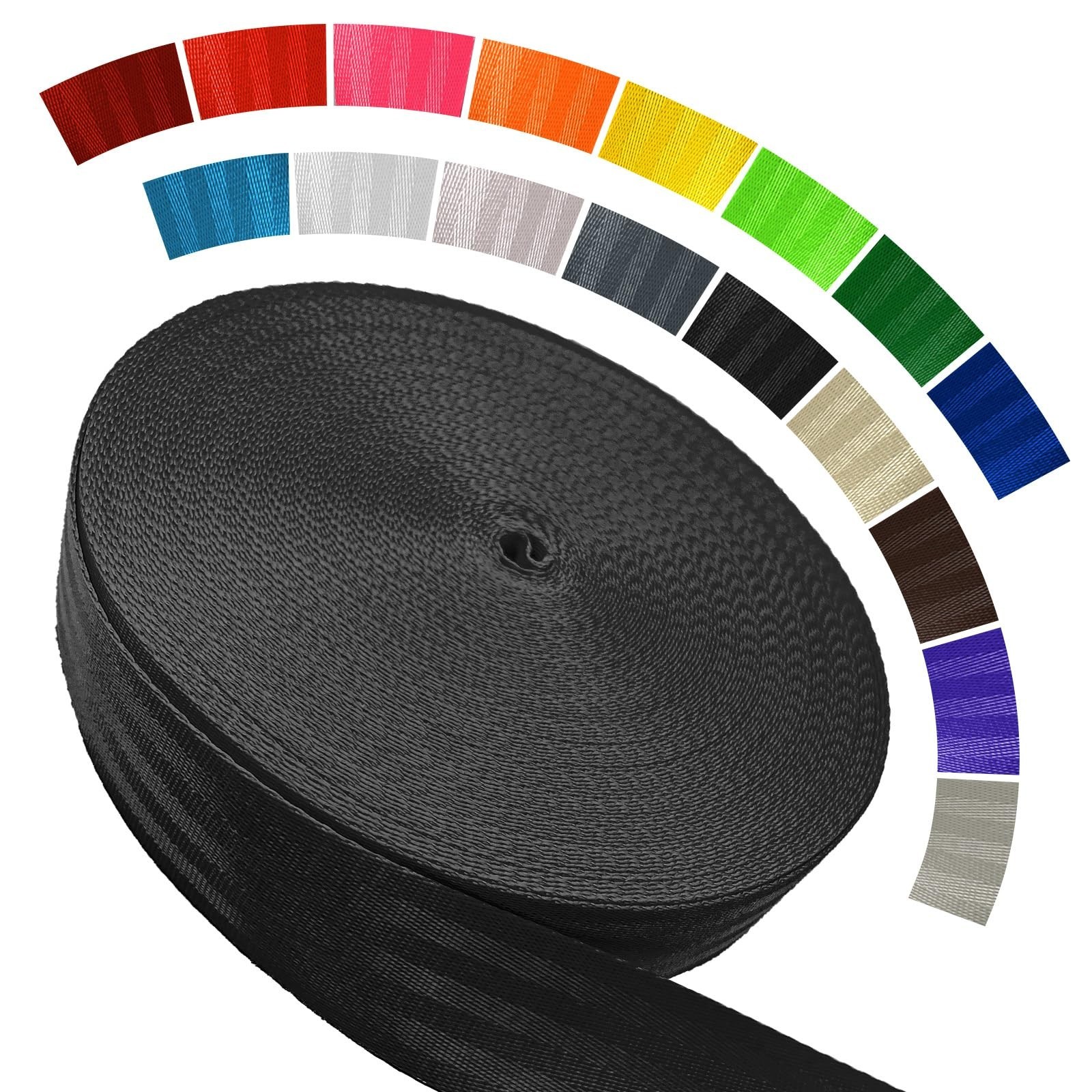 Polyester Webbing Strap 16+Colors – 1"&1.5"&1.9" – 16.5 25 33 55 Yar