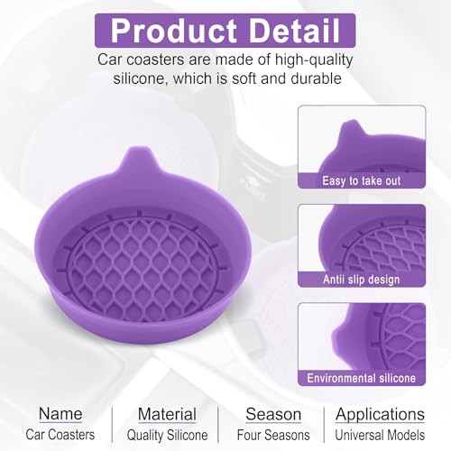 SINGARO Silicone Car Cup Holder Coasters, Universal Non-Slip Cup Holders, 4