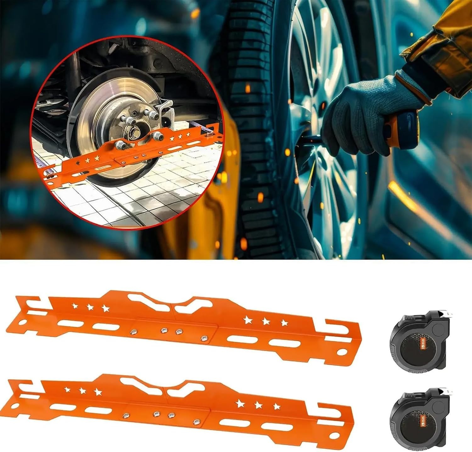 Wheel Alignment Tool with 2 Tape Measures Wrench | Rust-proof stainless. Meas...