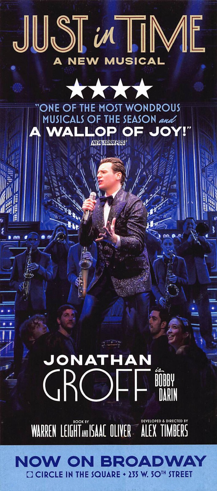 Jonathan Groff as Bobby Darin Just in Time Musical Flyer Broadway New York City